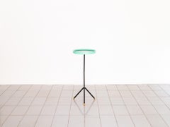 1950s Small Sofa Table in Iron, Black Glass and Brass, Brazil Mid Century Modern
