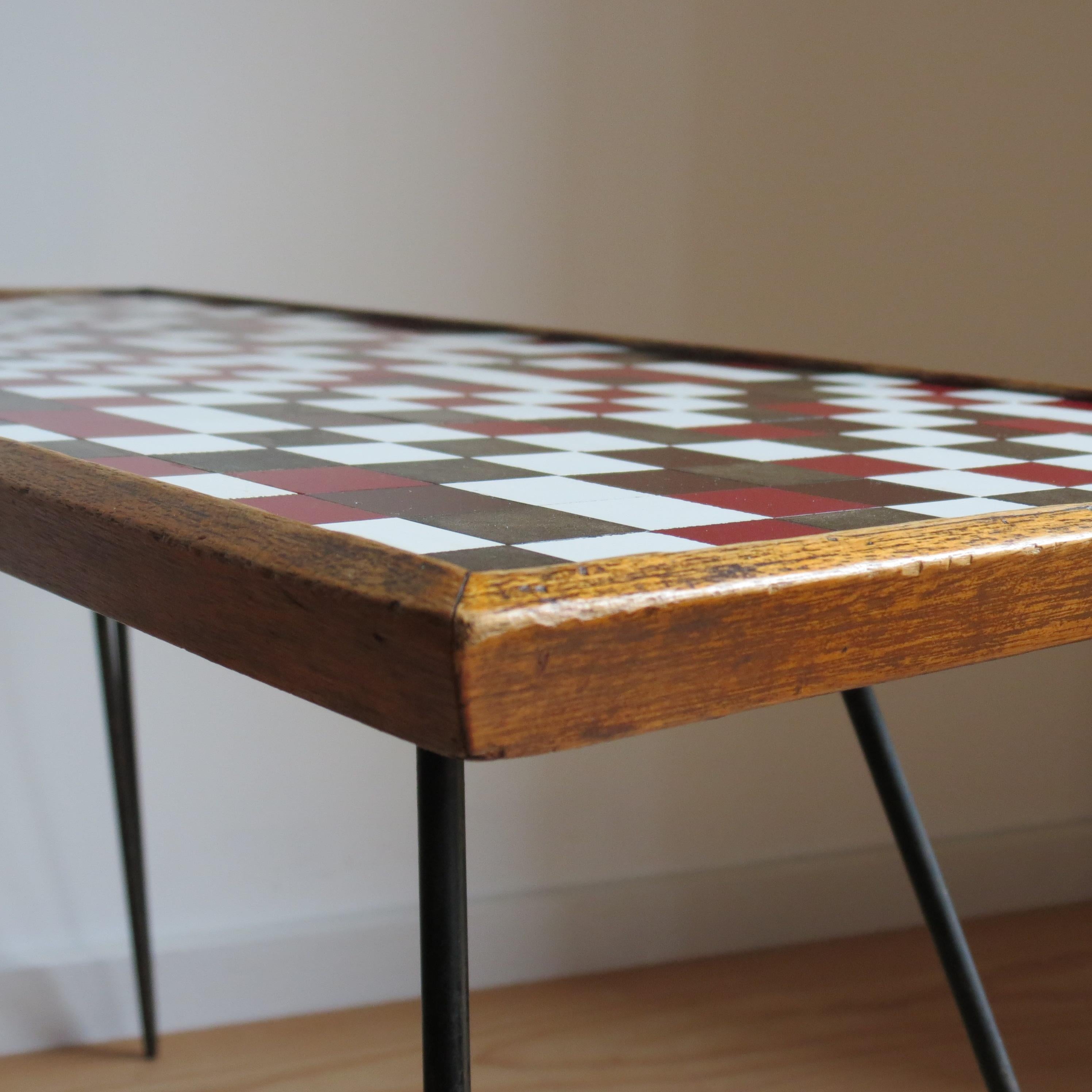 1950s small table Mosaic top and metal Hairpin Legs 2