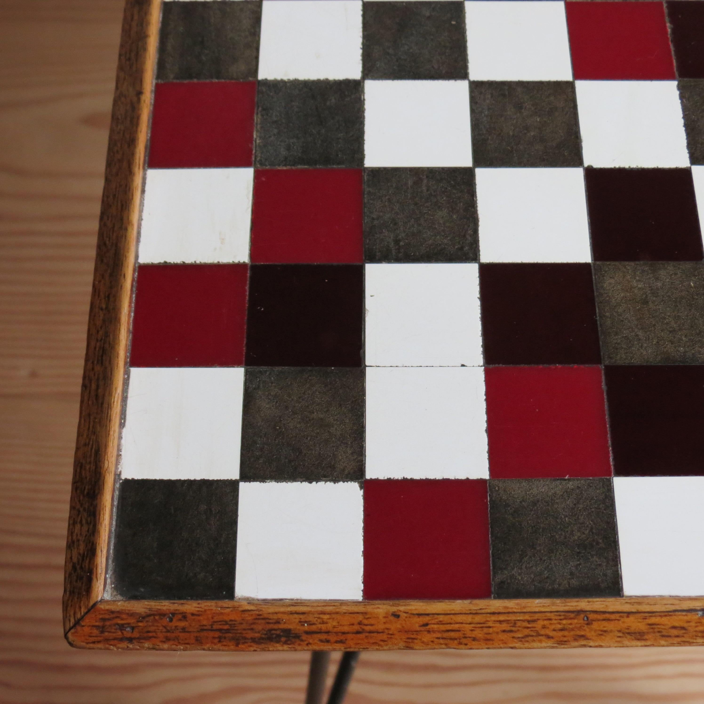 Metal 1950s small table Mosaic top and metal Hairpin Legs