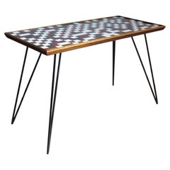 Vintage 1950s small table Mosaic top and metal Hairpin Legs 