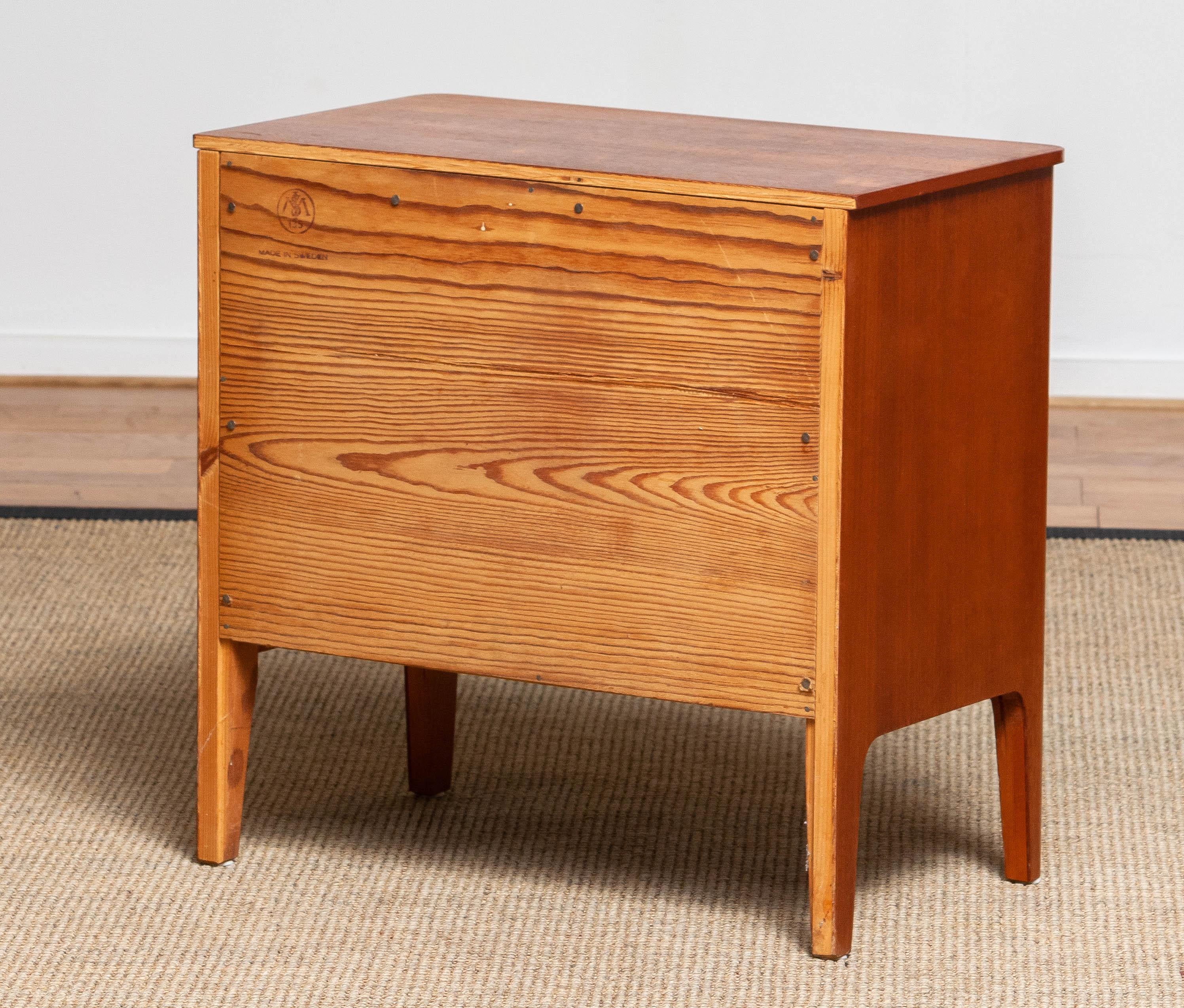 1950's Small Teak Three Drawers Dresser / Cabinet / Telephone Table SMI Marked 2