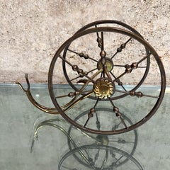 1950s Small Wine Bottle Holder Brass Spoke Wheel made Italy