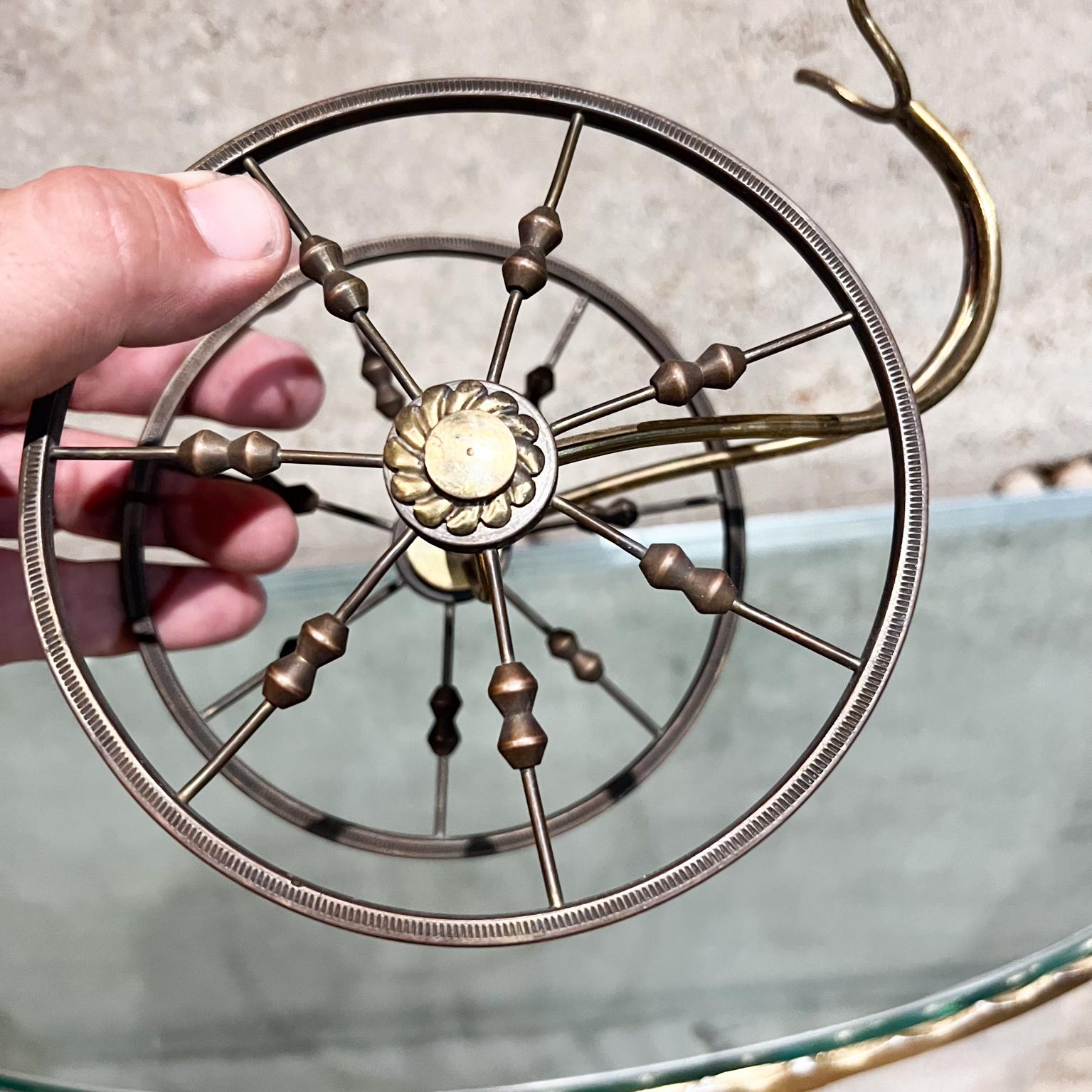20th Century 1950s Small Wine Bottle Holder Brass Spoke Wheel made Italy For Sale