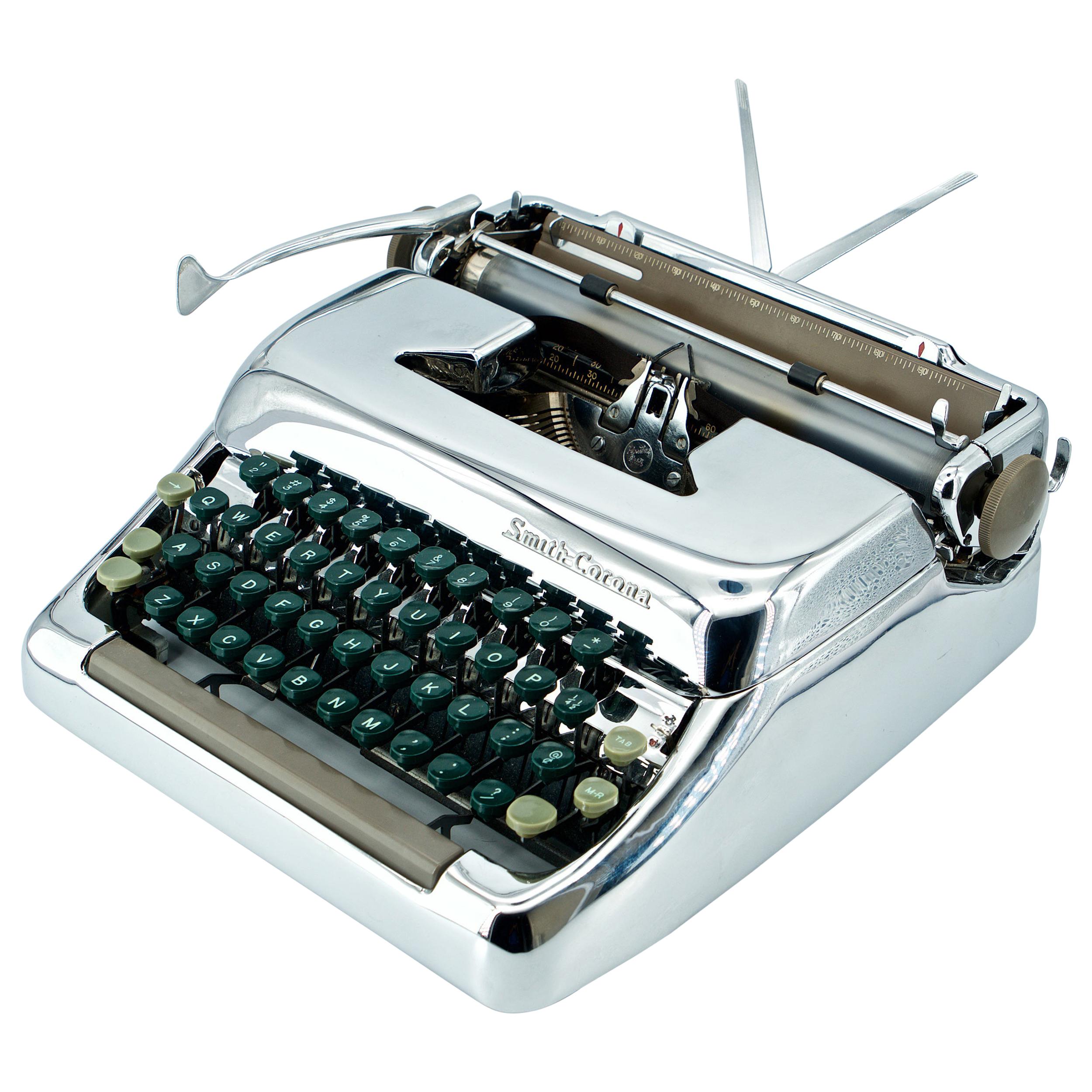 1950s Smith Corona Sterling Typewriter Chrome Space Age Analog Sci-Fi Chromepunk