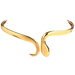 1950s Snake Cuff Choker 18 Karat Yellow Gold Necklace