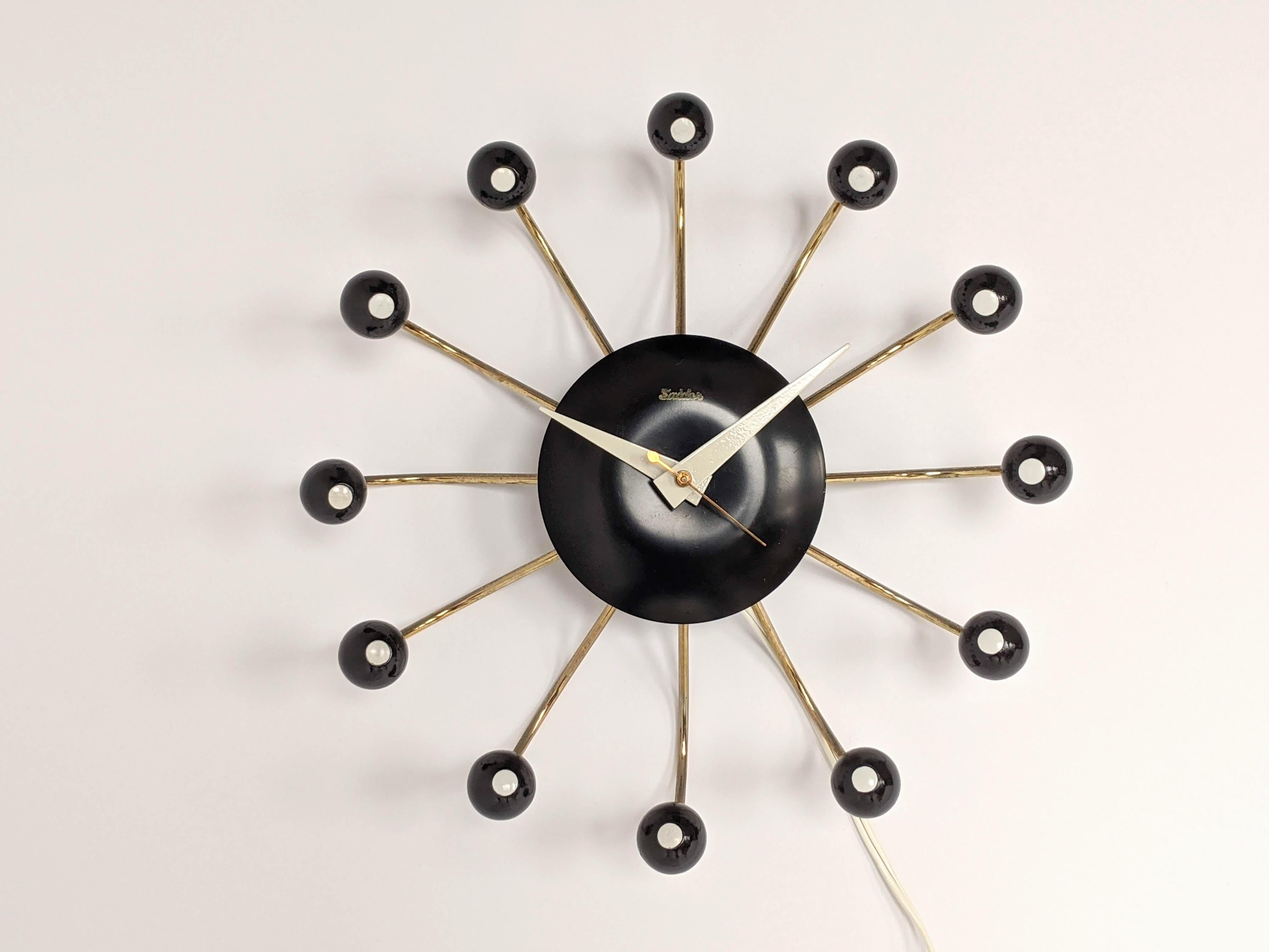 Mid-Century Modern 1950s Snider Spider Electric Wall Clock