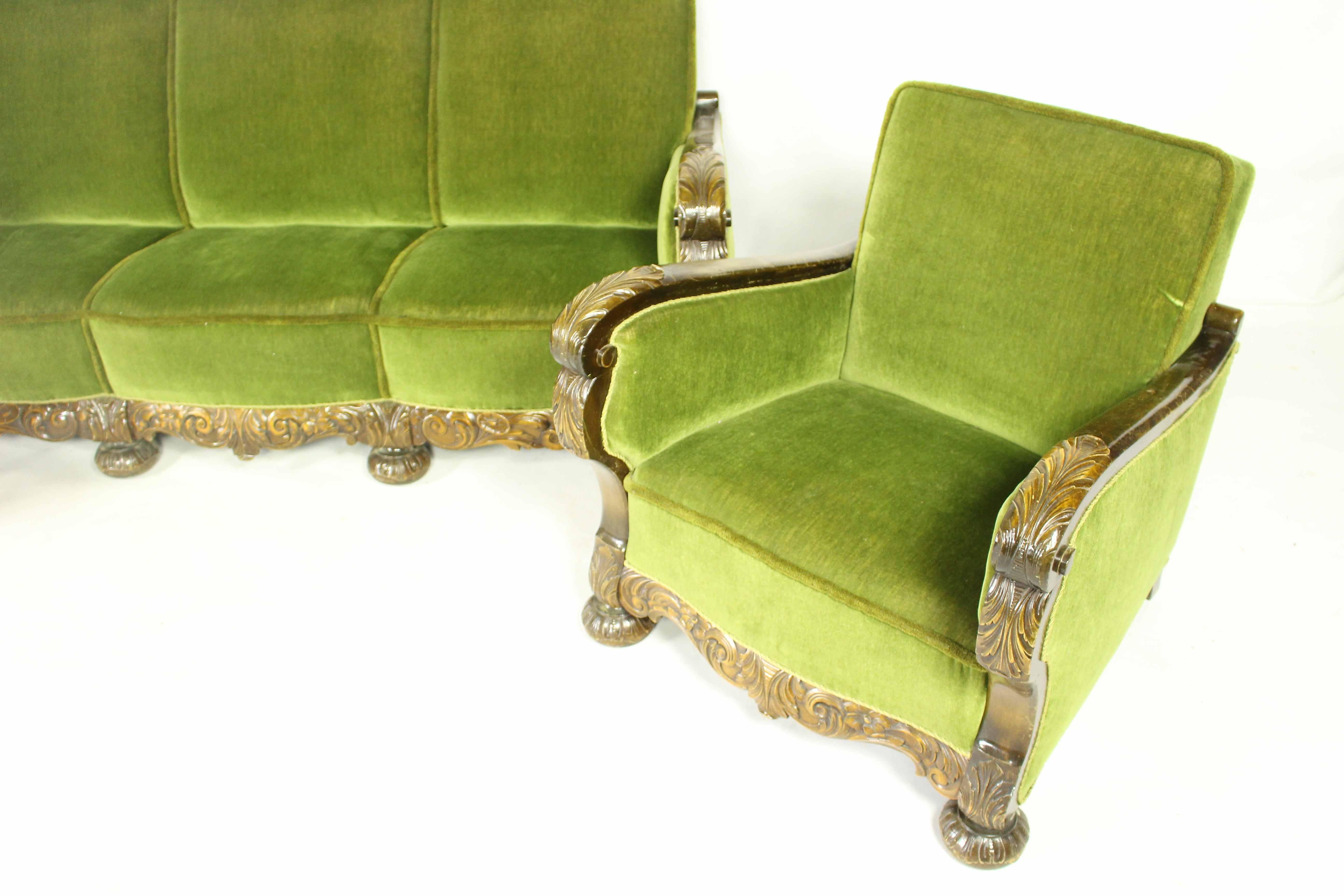 Sofa und Sessel im Art-déco-Stil aus den 1950er Jahren (Dänisch) im Angebot