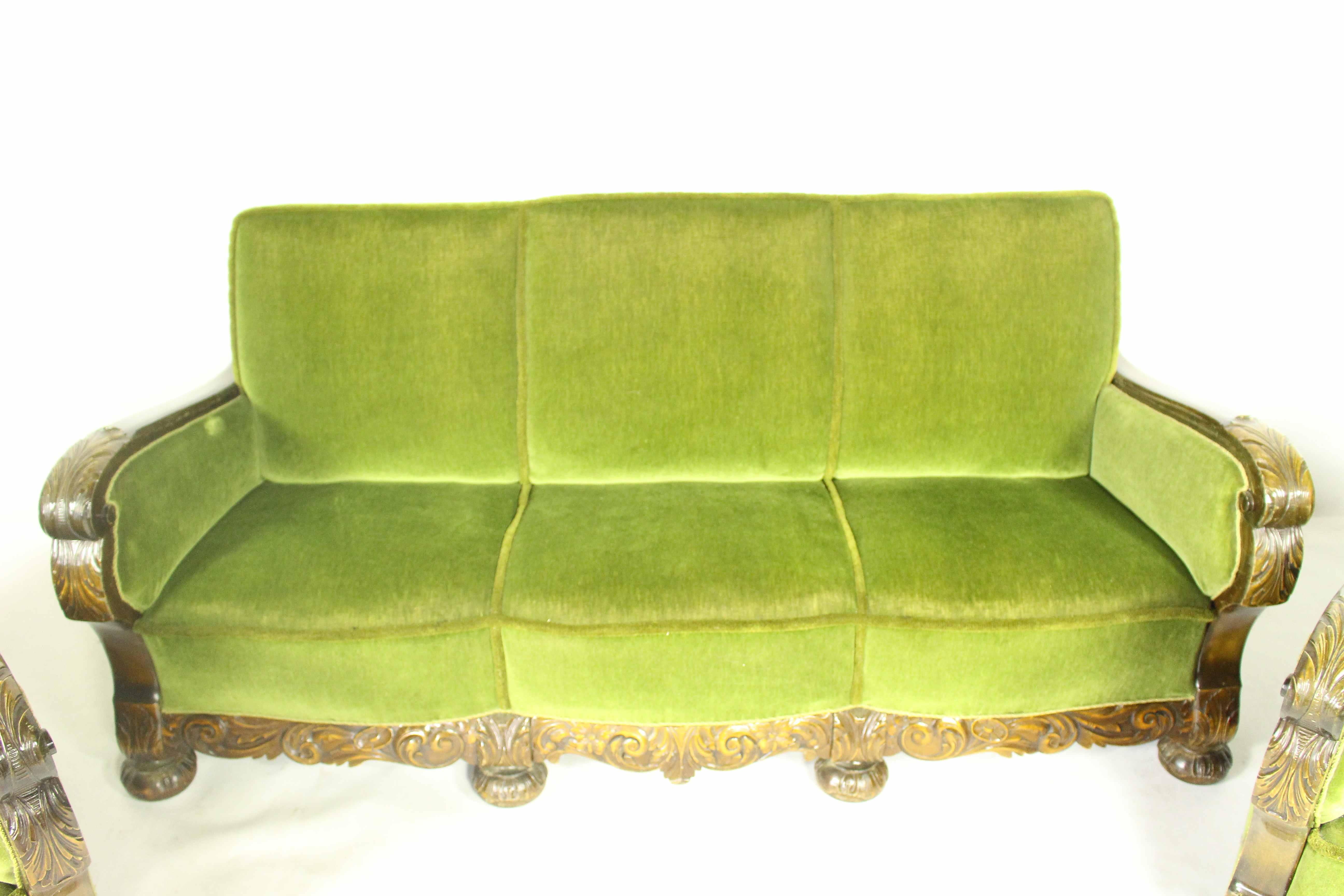 Sofa und Sessel im Art-déco-Stil aus den 1950er Jahren im Zustand „Relativ gut“ im Angebot in ŚWINOUJŚCIE, 32