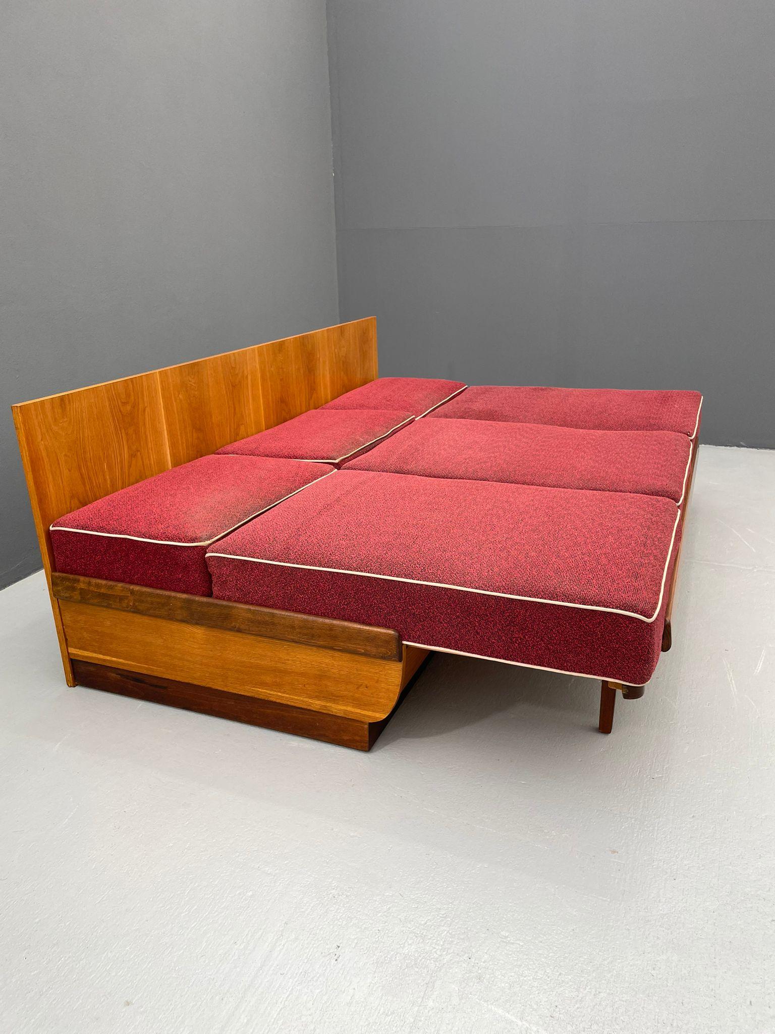 Wood 1950s Sofa Bed by Jindřich Halabala for UP Závody Rousínov, Czechoslovakia For Sale