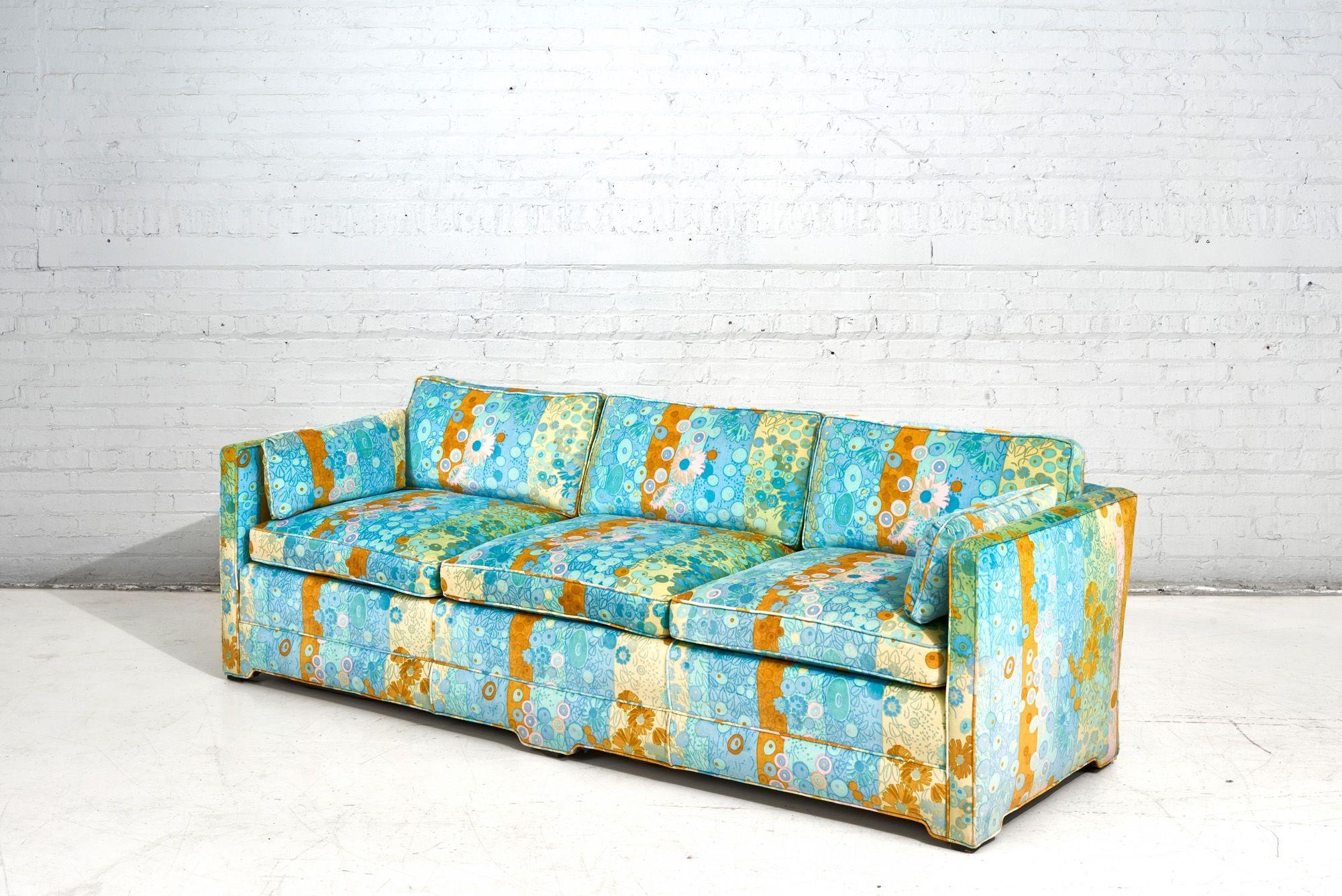 Mid-Century Modern 1950's Sofa in Jack Lenor Larsen Fabric For Sale