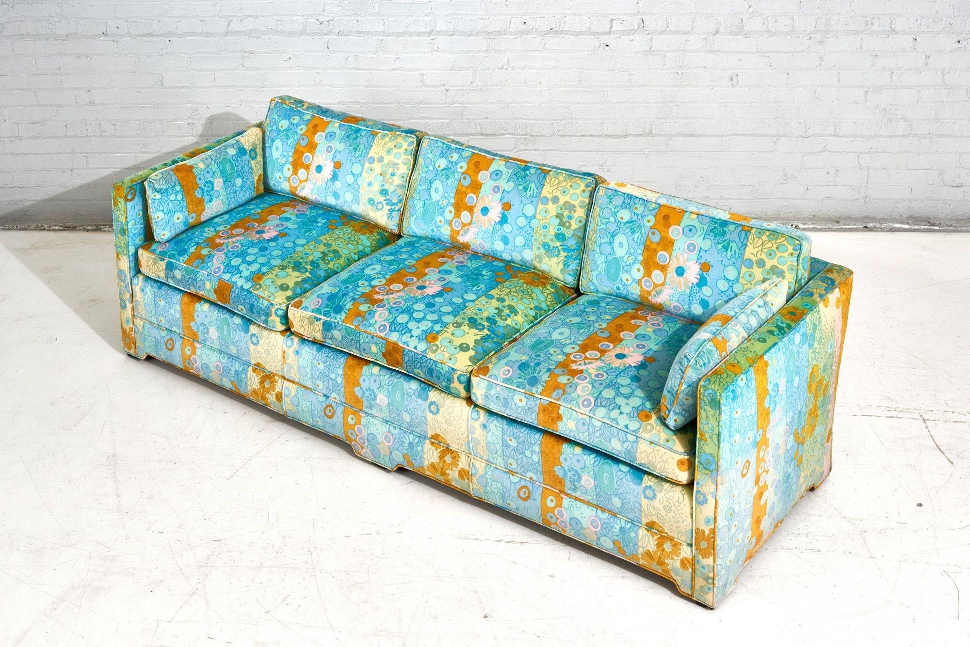 American 1950's Sofa in Jack Lenor Larsen Fabric For Sale