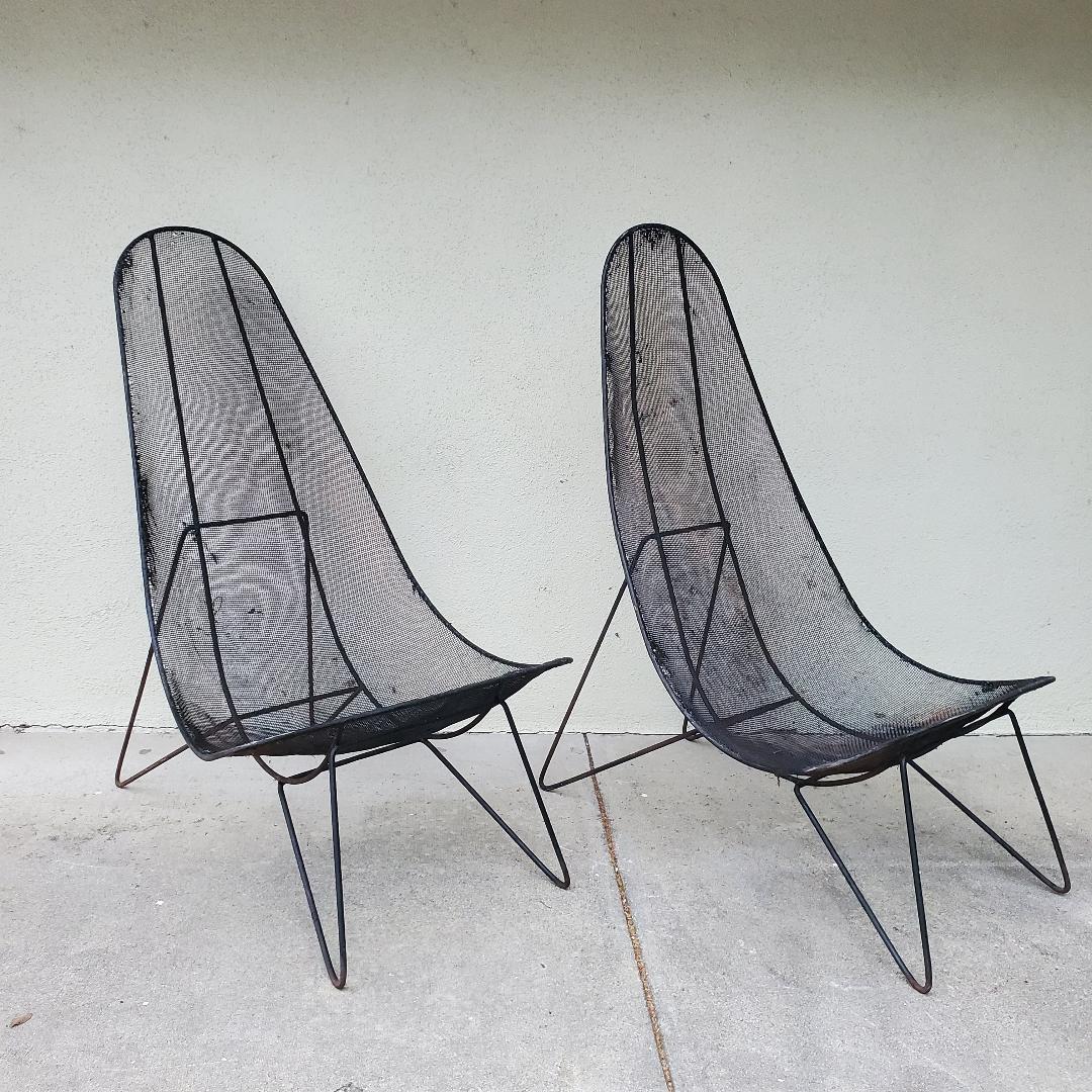 Paire de chaises à abattant Sol Bloom des années 1950 - Wabi Sabi Bon état - En vente à Monrovia, CA