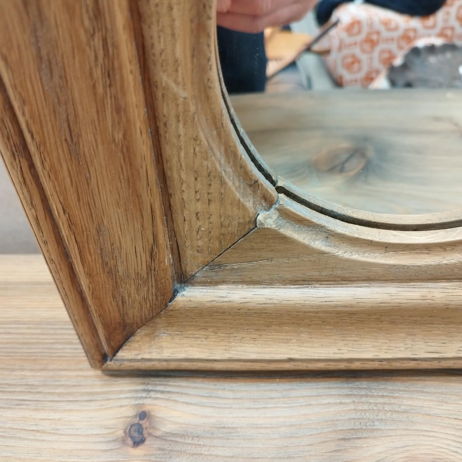 French 1950s Solid Blond Oak Mirror For Sale