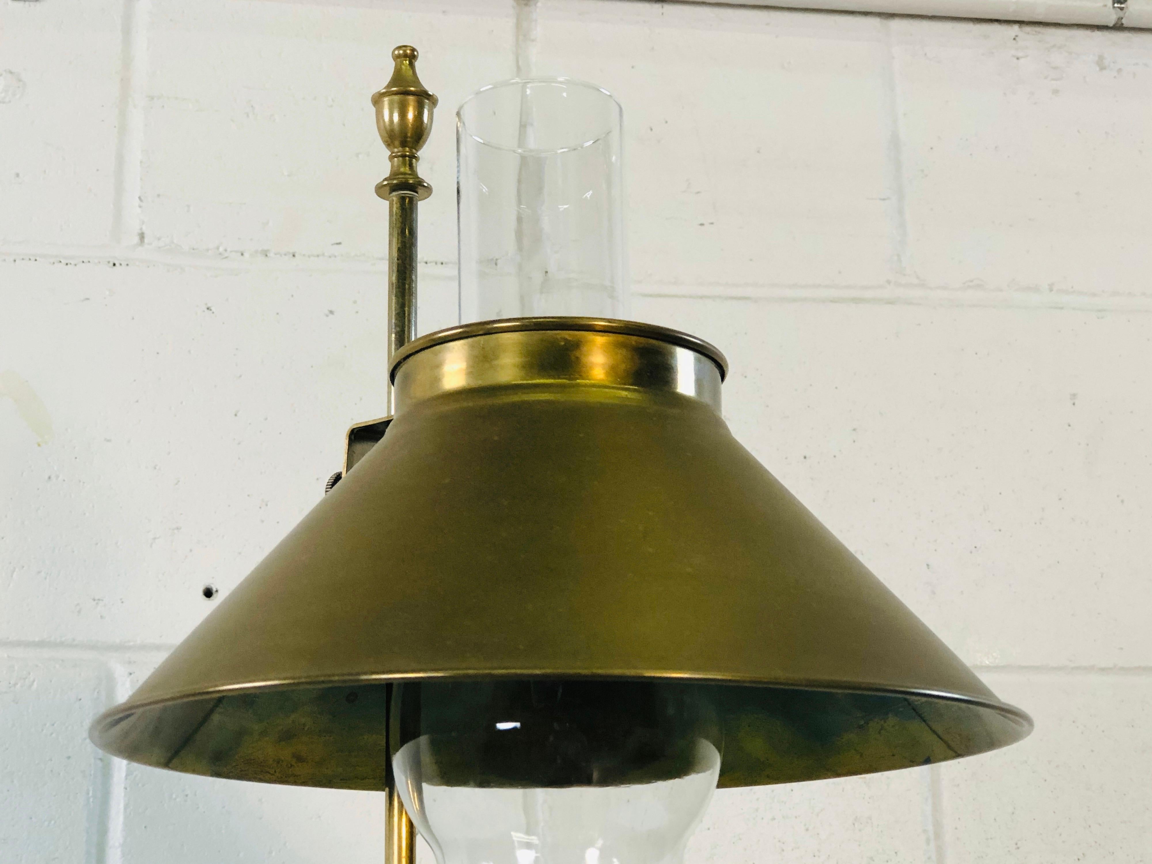 American 1950s Solid Brass Desk Lamp with Adjustable Shade For Sale