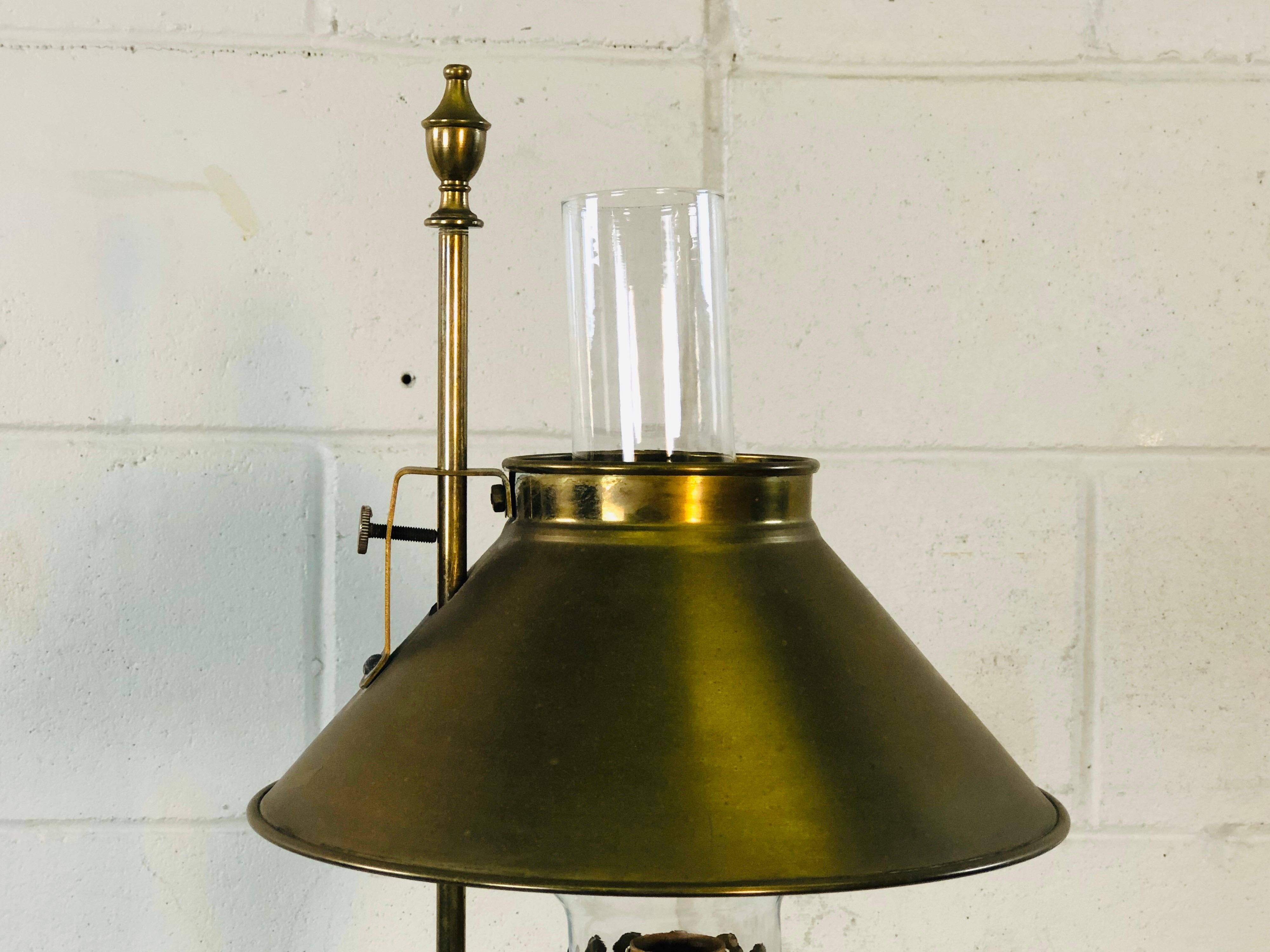 1950s Solid Brass Desk Lamp with Adjustable Shade In Good Condition For Sale In Amherst, NH