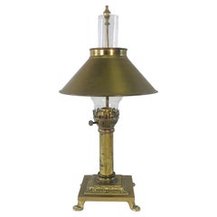 Retro 1950s Solid Brass Desk Lamp with Adjustable Shade