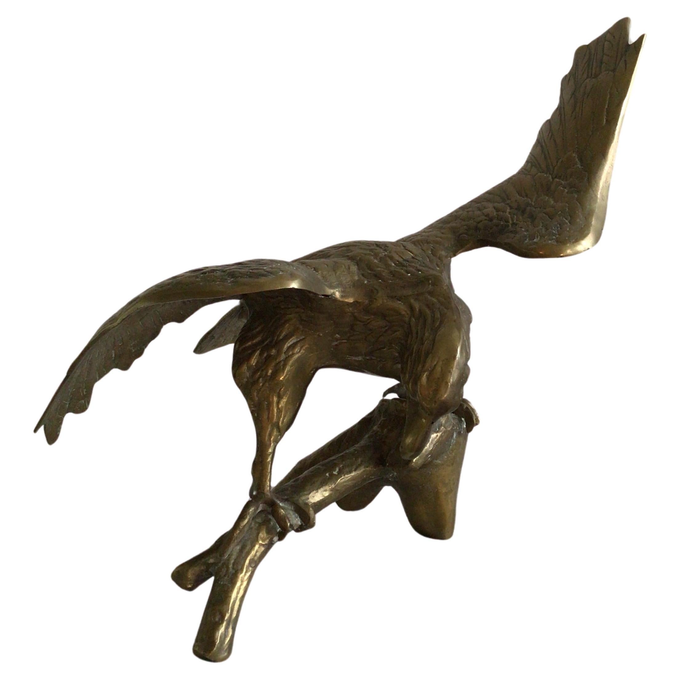 1950s Brass Eagle on Branch Sculpture