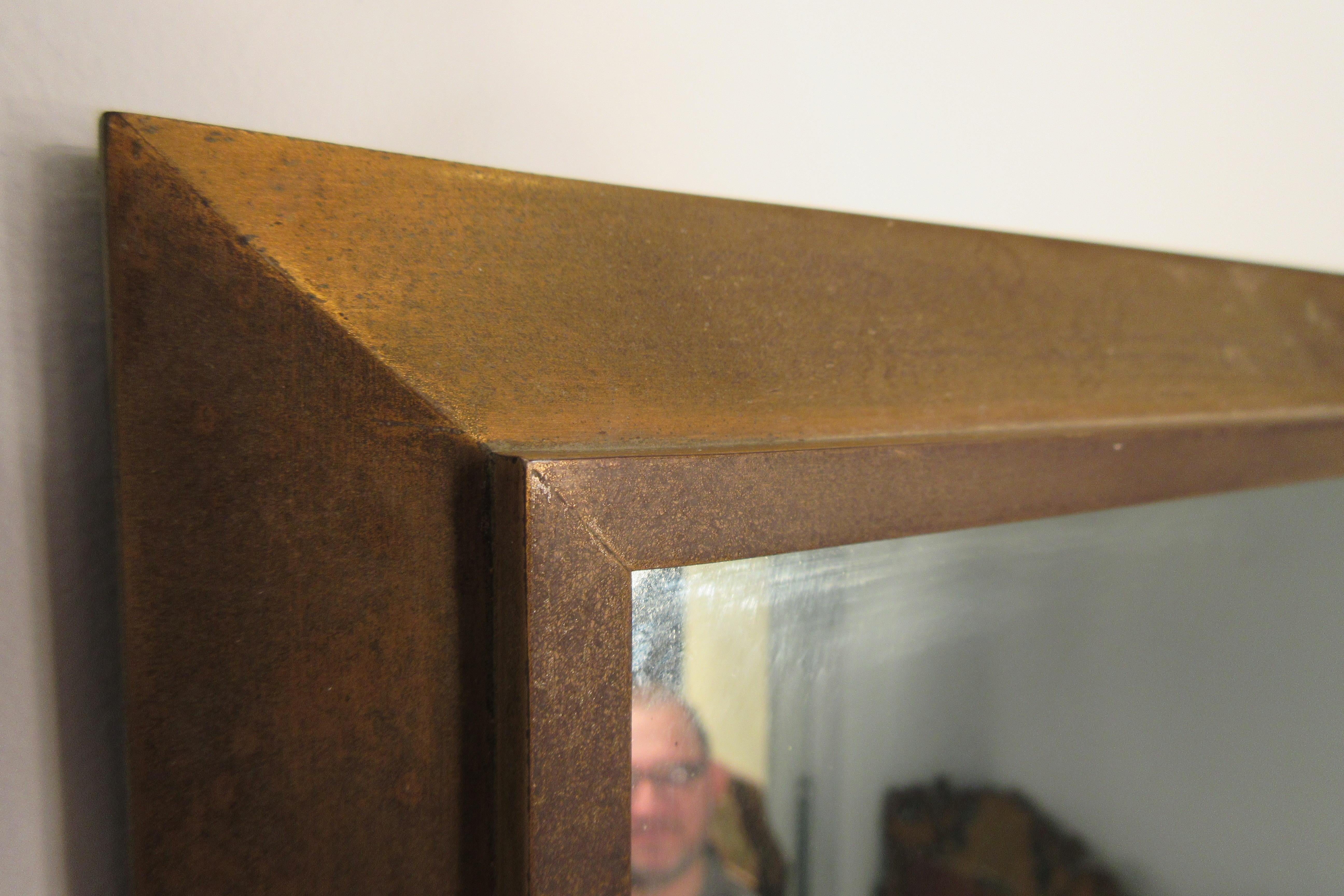 1950s Solid Brass Framed Mirror 1