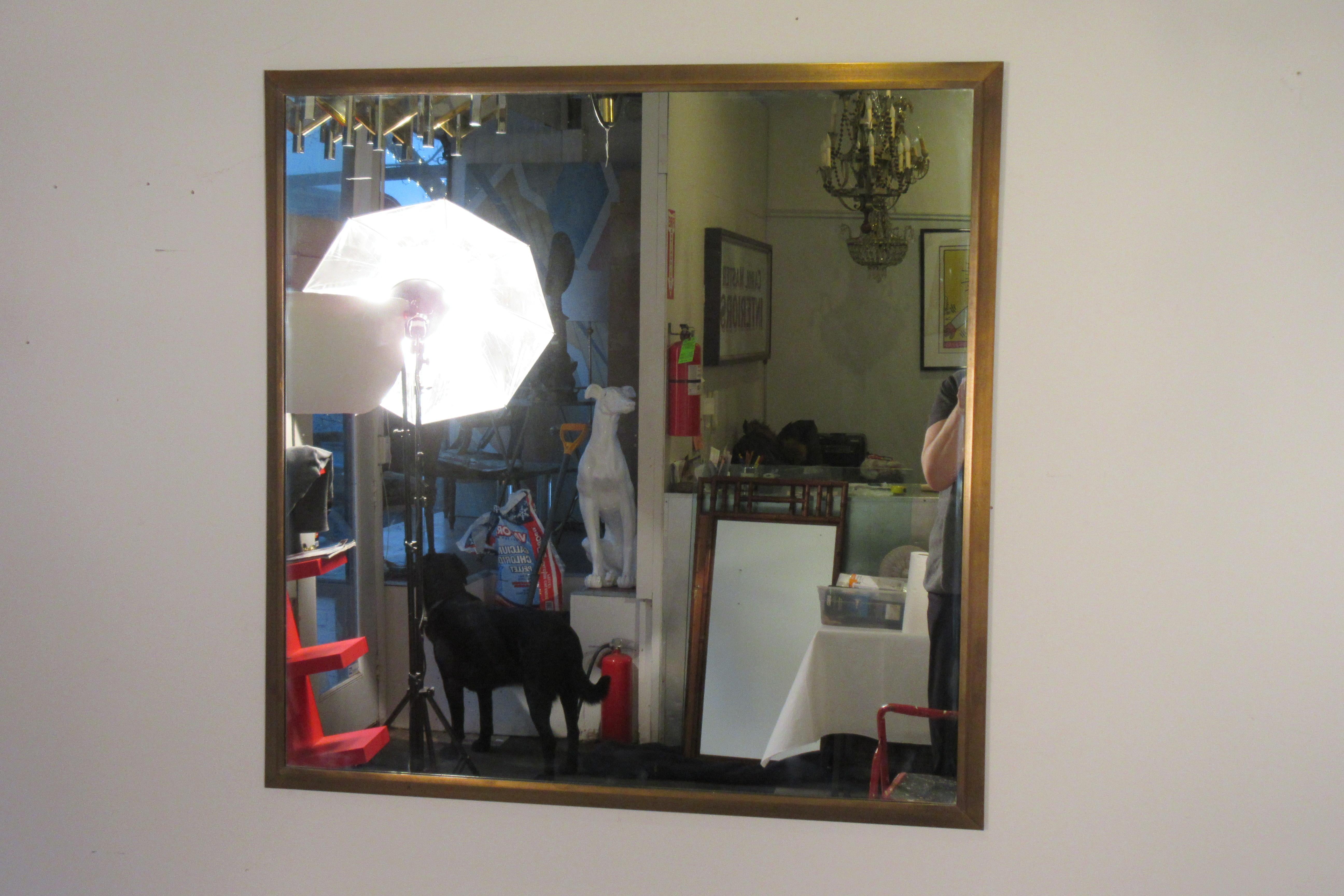 1950s Solid Brass Framed Mirror 3