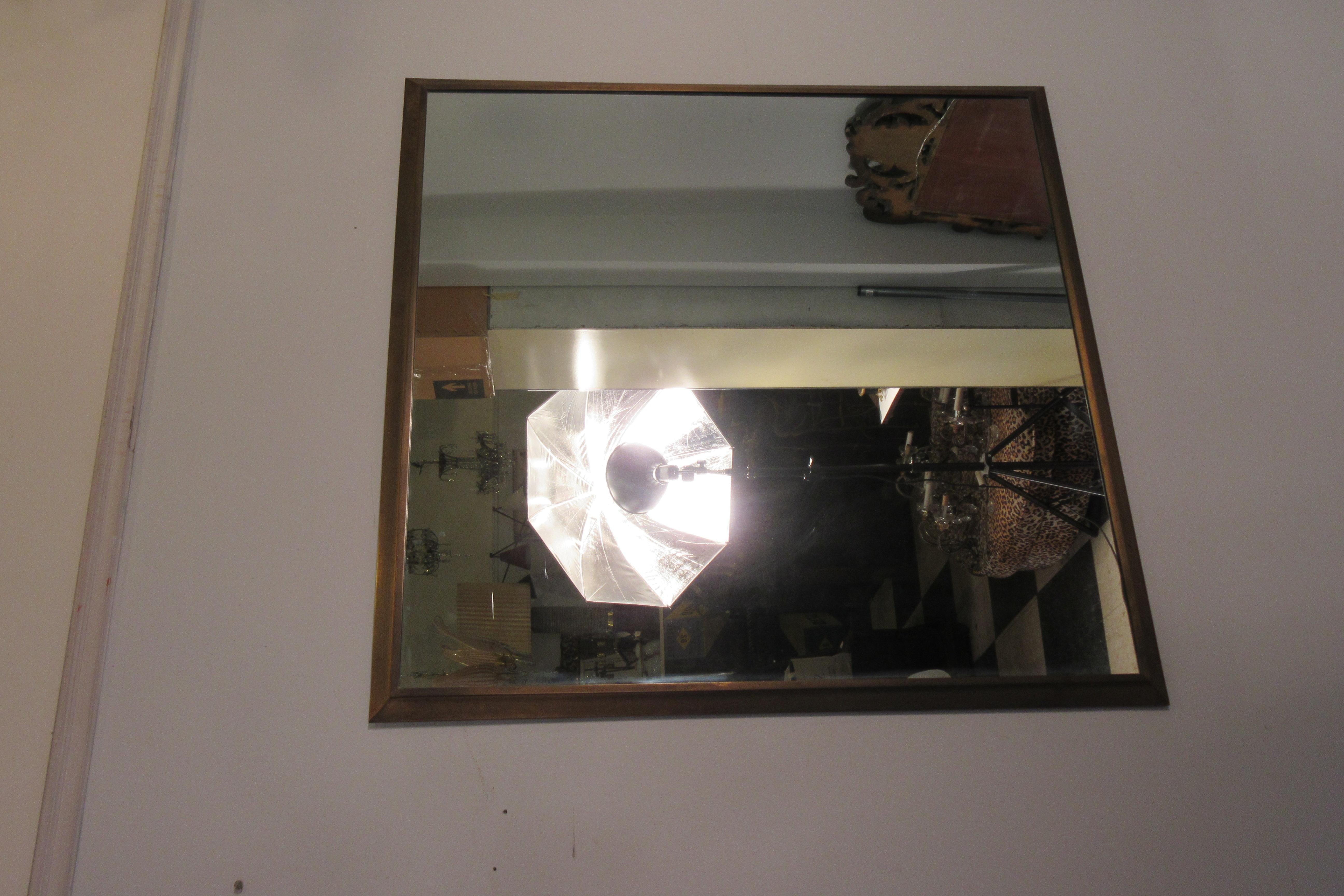 1950s Solid Brass Framed Mirror 4