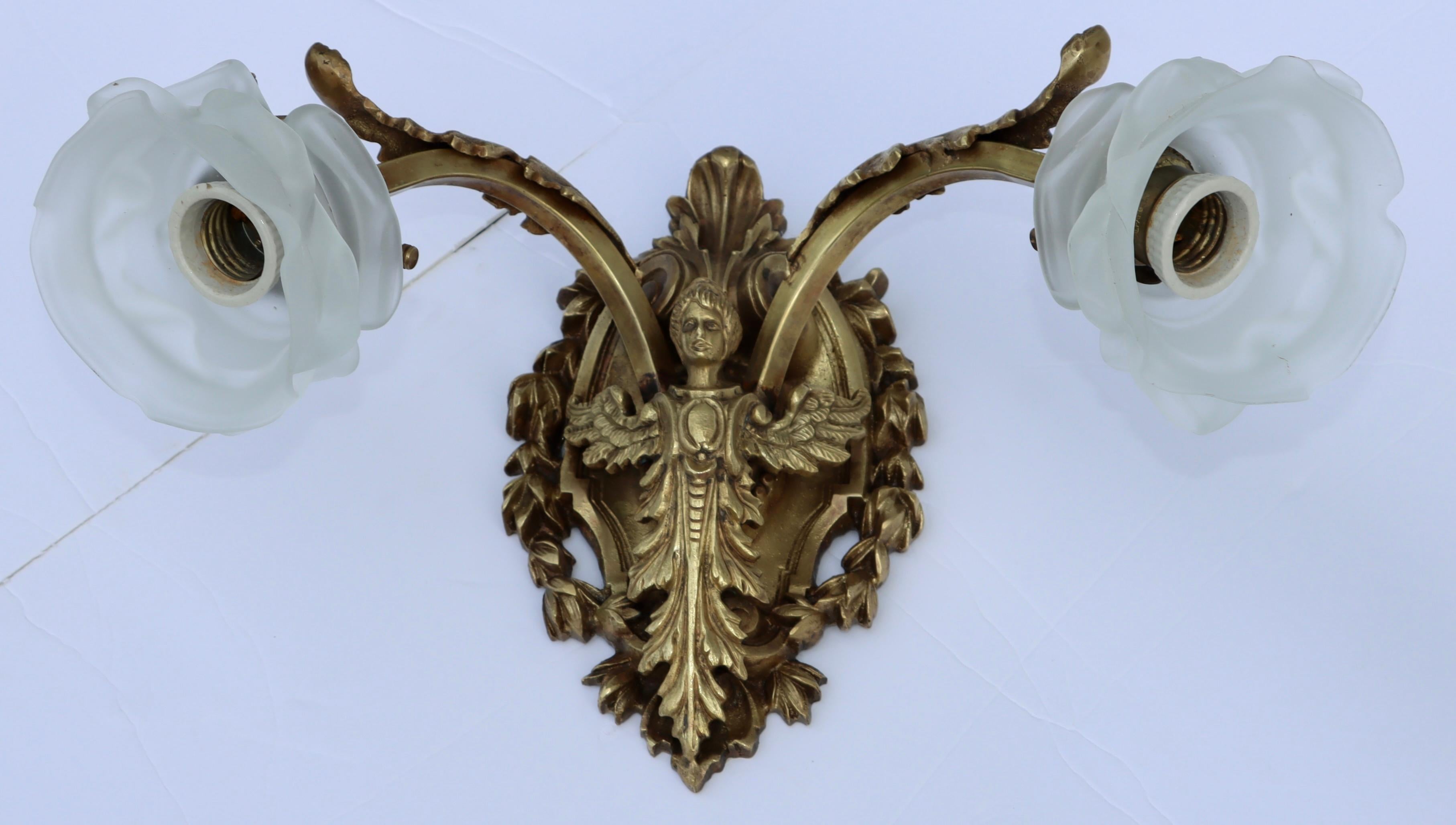 1950's Solid Brass French Angel Sconces For Sale 10