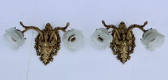 1950's Solid Brass French Angel Sconces