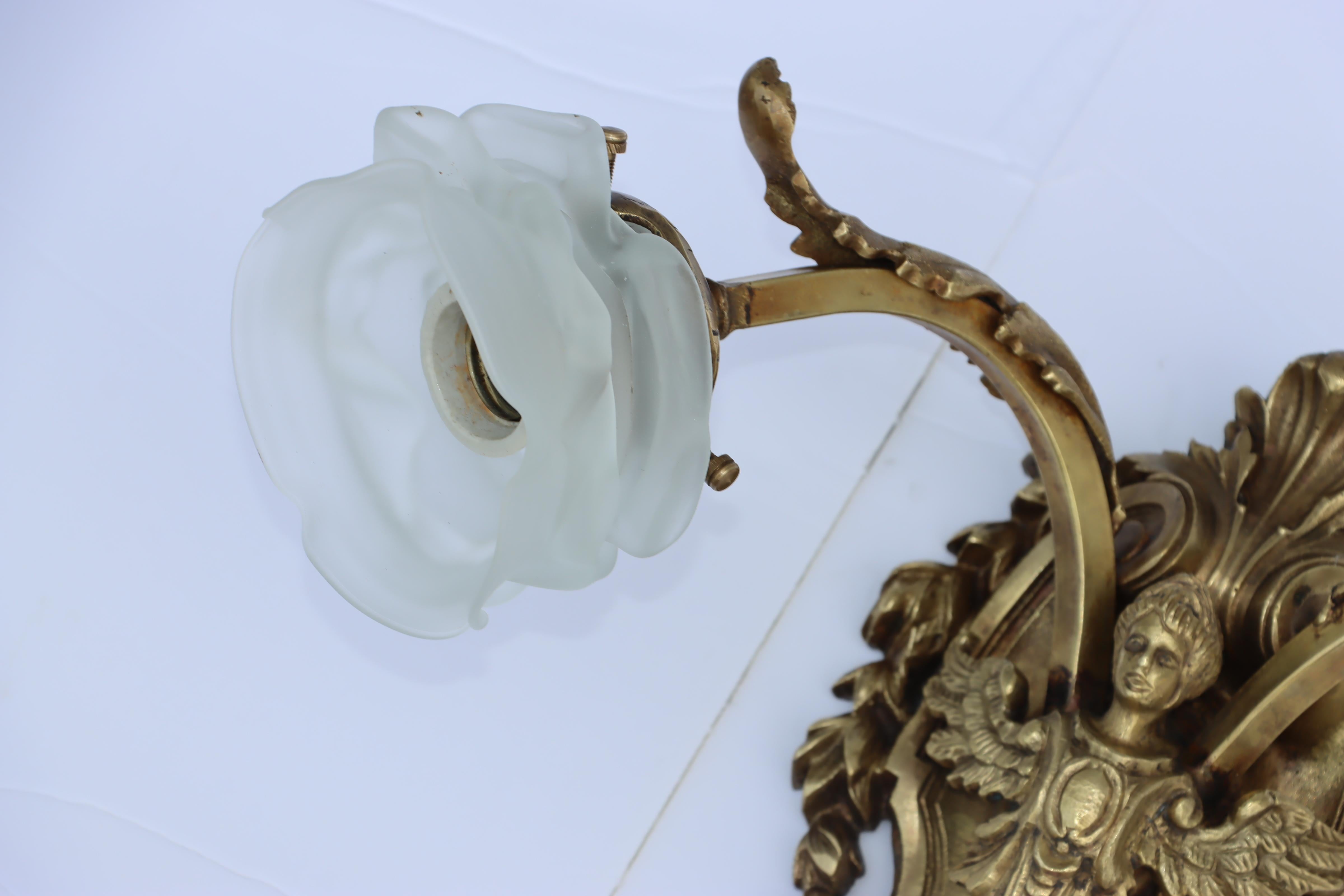 1950's Solid Brass French Angel Sconces In Good Condition For Sale In New York, NY