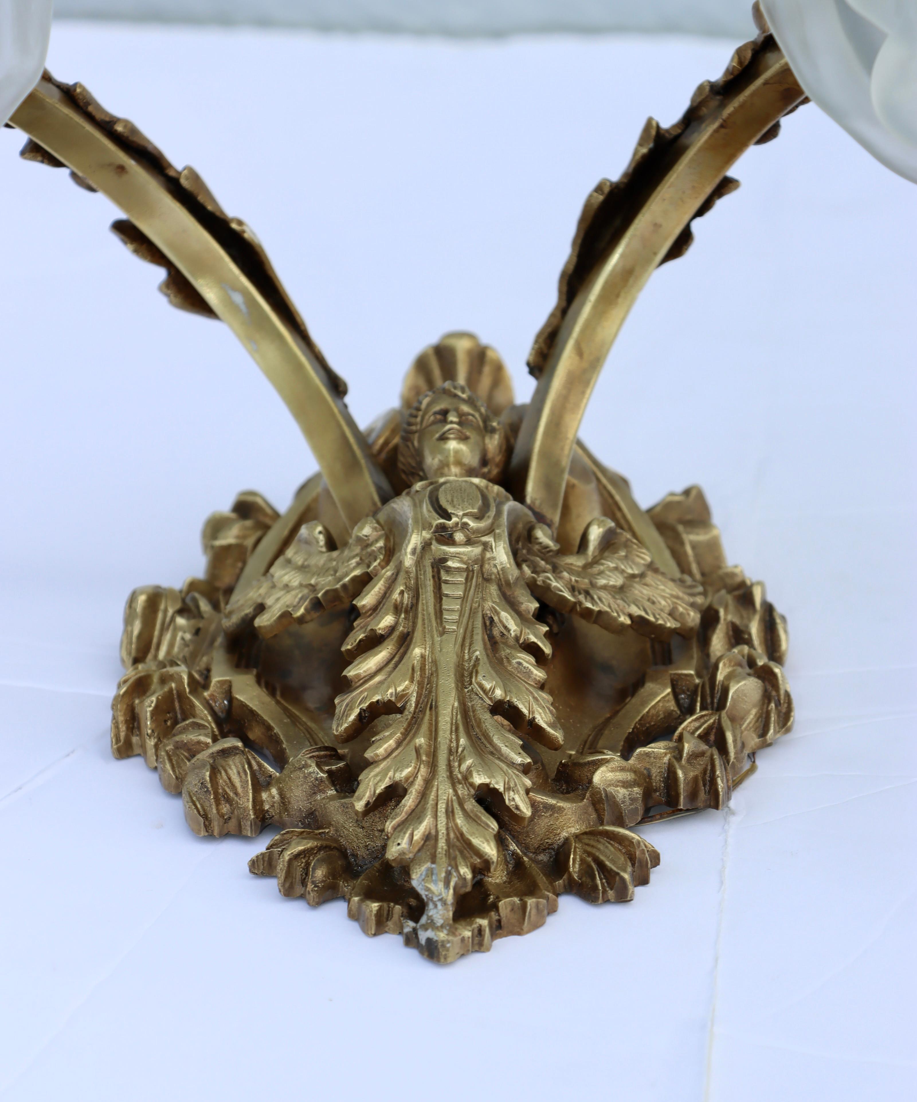 1950's Solid Brass French Angel Sconces For Sale 4