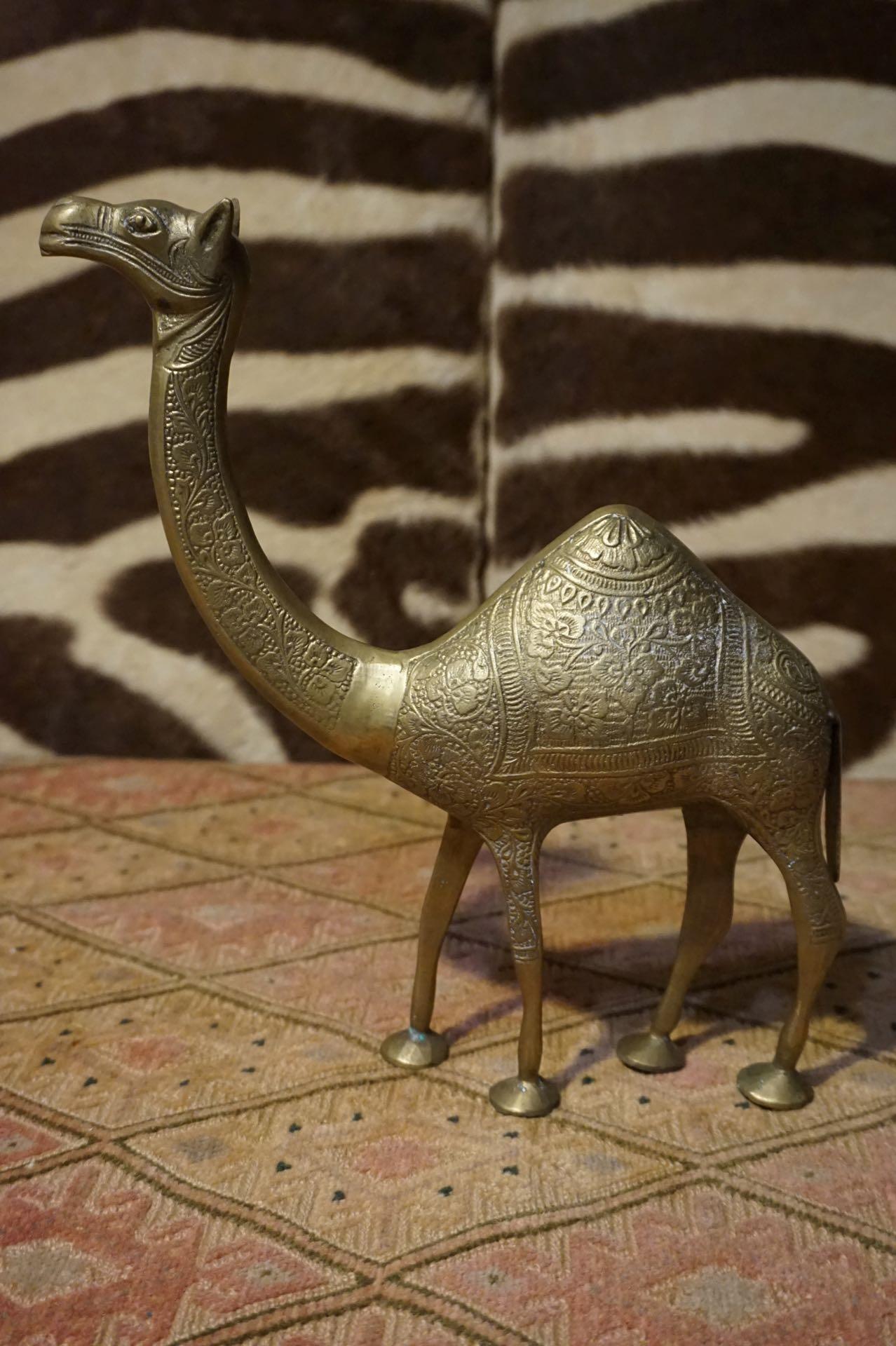 1950's Solid Brass Hand Engraved Camel Sculpture Objet D' Art For Sale 2