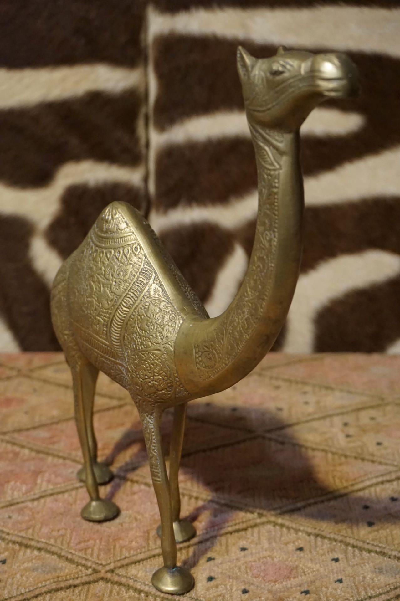 1950's Solid Brass Hand Engraved Camel Sculpture Objet D' Art For Sale 6