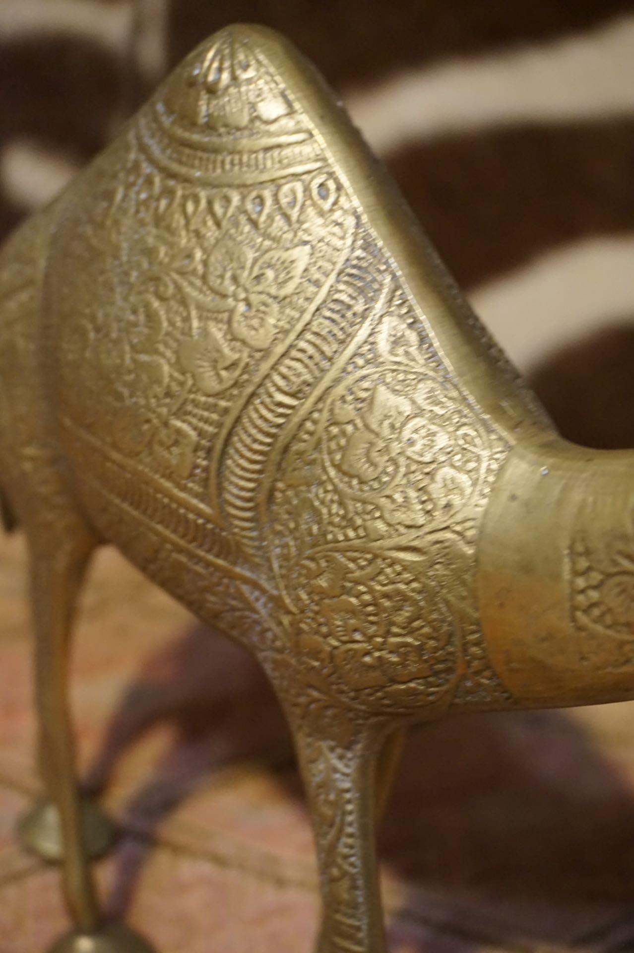 1950's Solid Brass Hand Engraved Camel Sculpture Objet D' Art For Sale 8