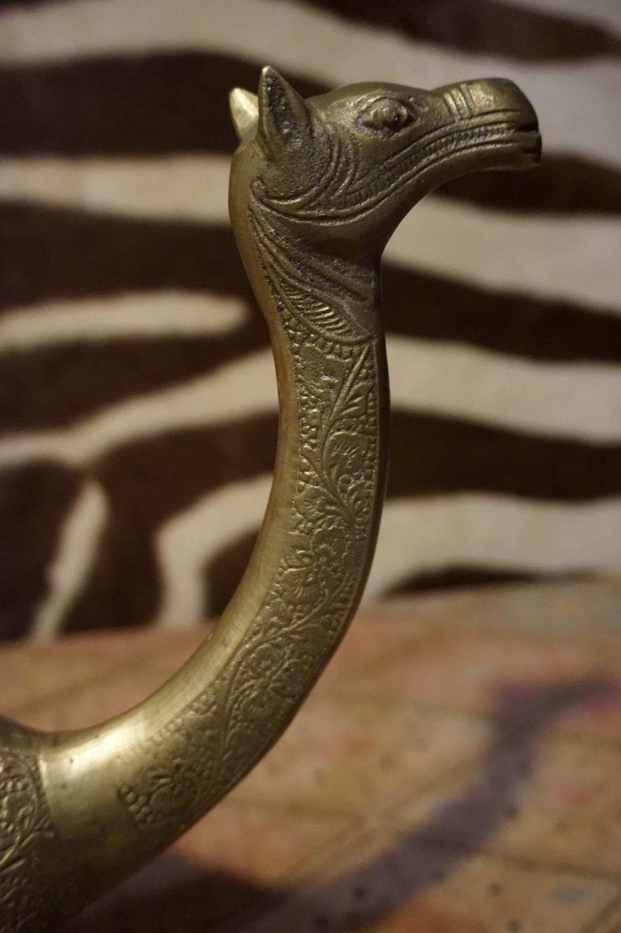 Hand-Crafted 1950's Solid Brass Hand Engraved Camel Sculpture Objet D' Art For Sale