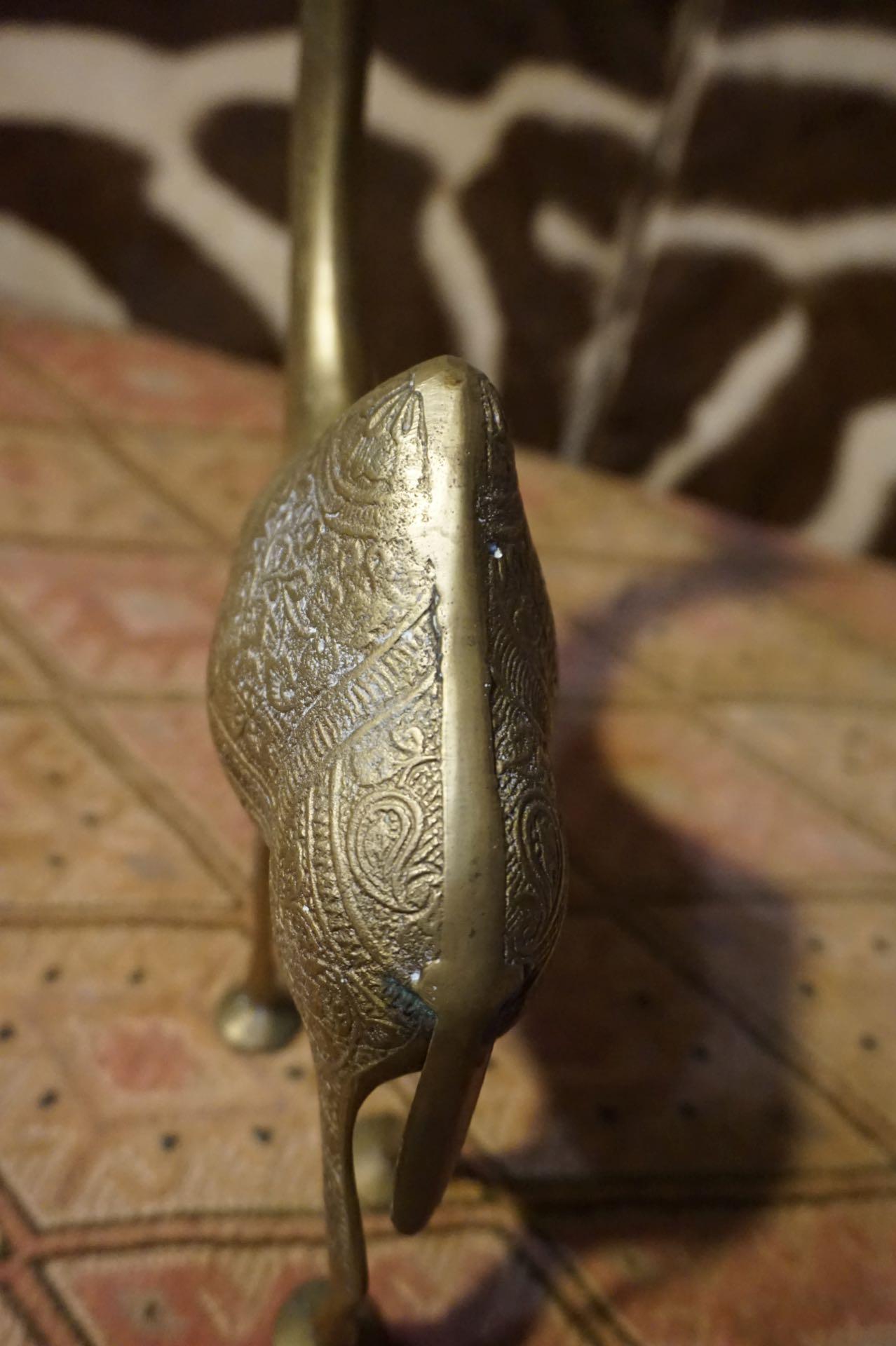 1950's Solid Brass Hand Engraved Camel Sculpture Objet D' Art For Sale 1