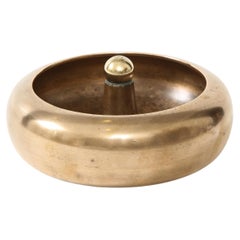 1950s Solid Brass Heavy Modernist Ashtray