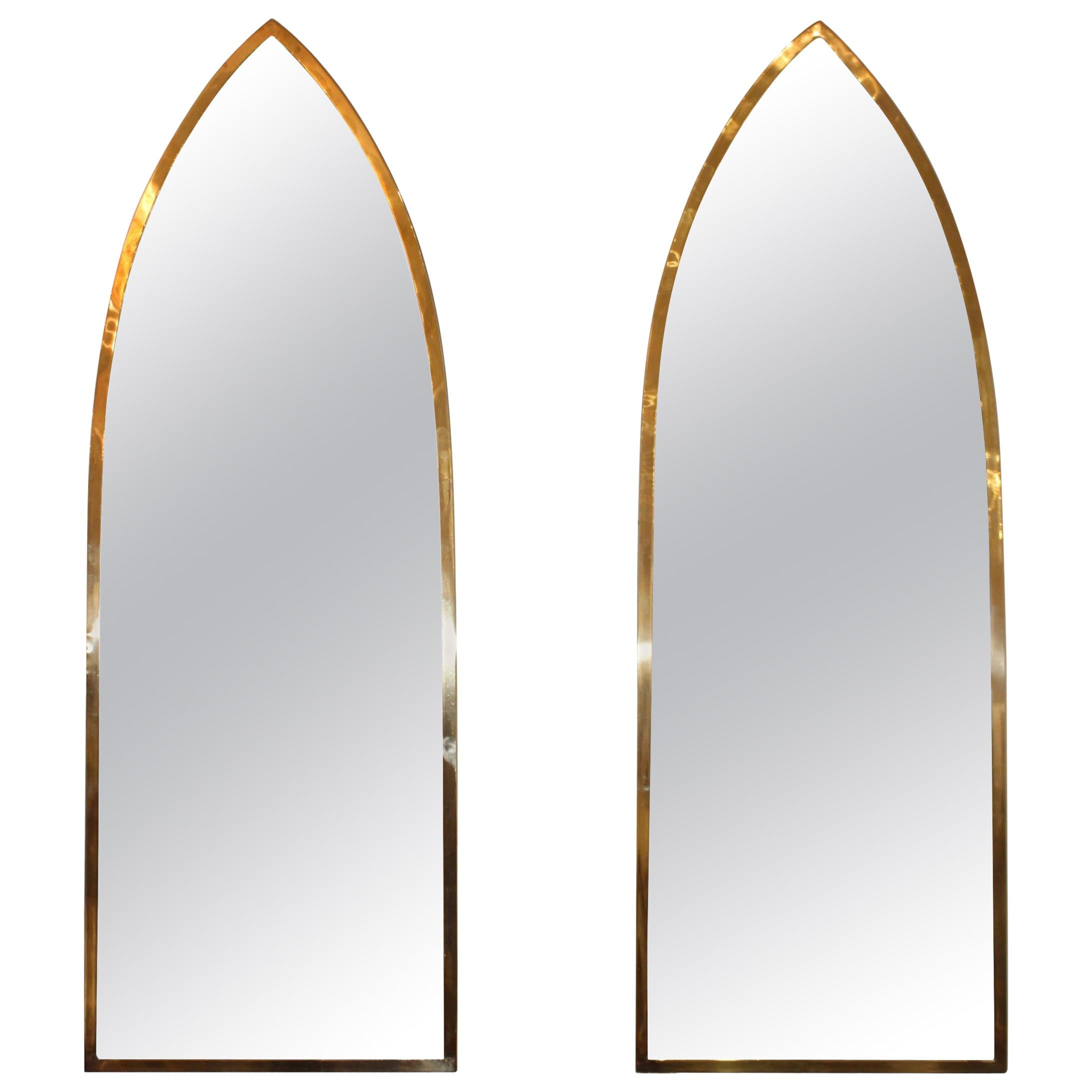 1950s Solid Brass Italian Arched Mirrors