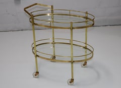 1950's Solid Brass Italian Oval Bar Cart