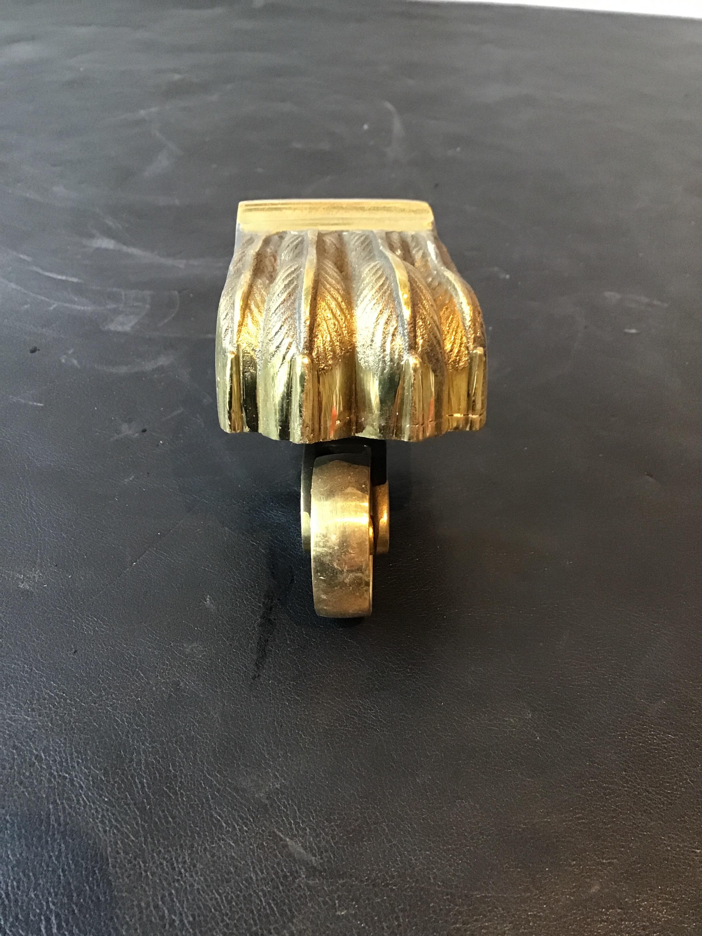 1950s Solid Brass Lion Paw Casters For Sale 1