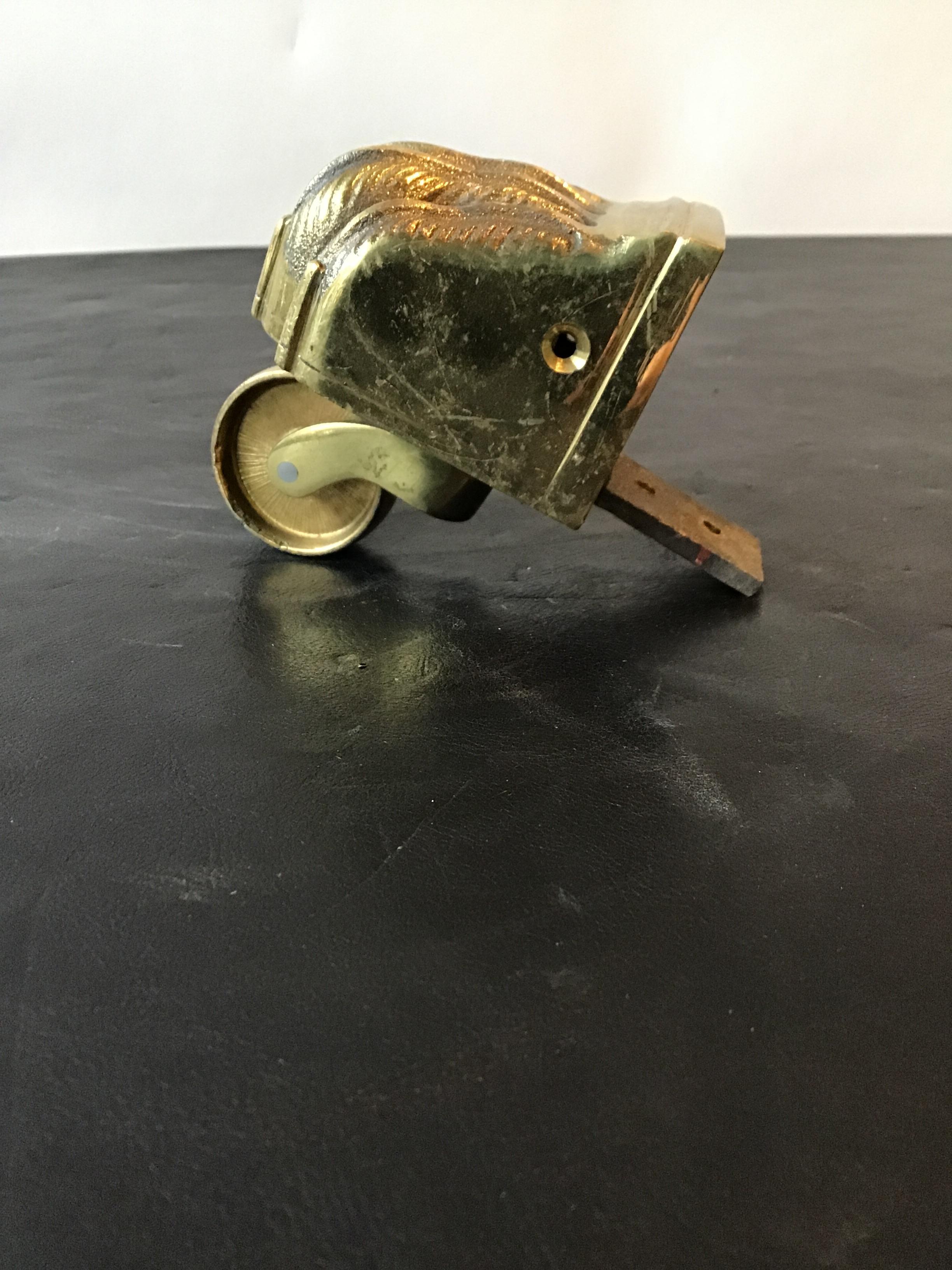 Sixteen 1950s Solid Brass Lion Paw Casters For Sale 2
