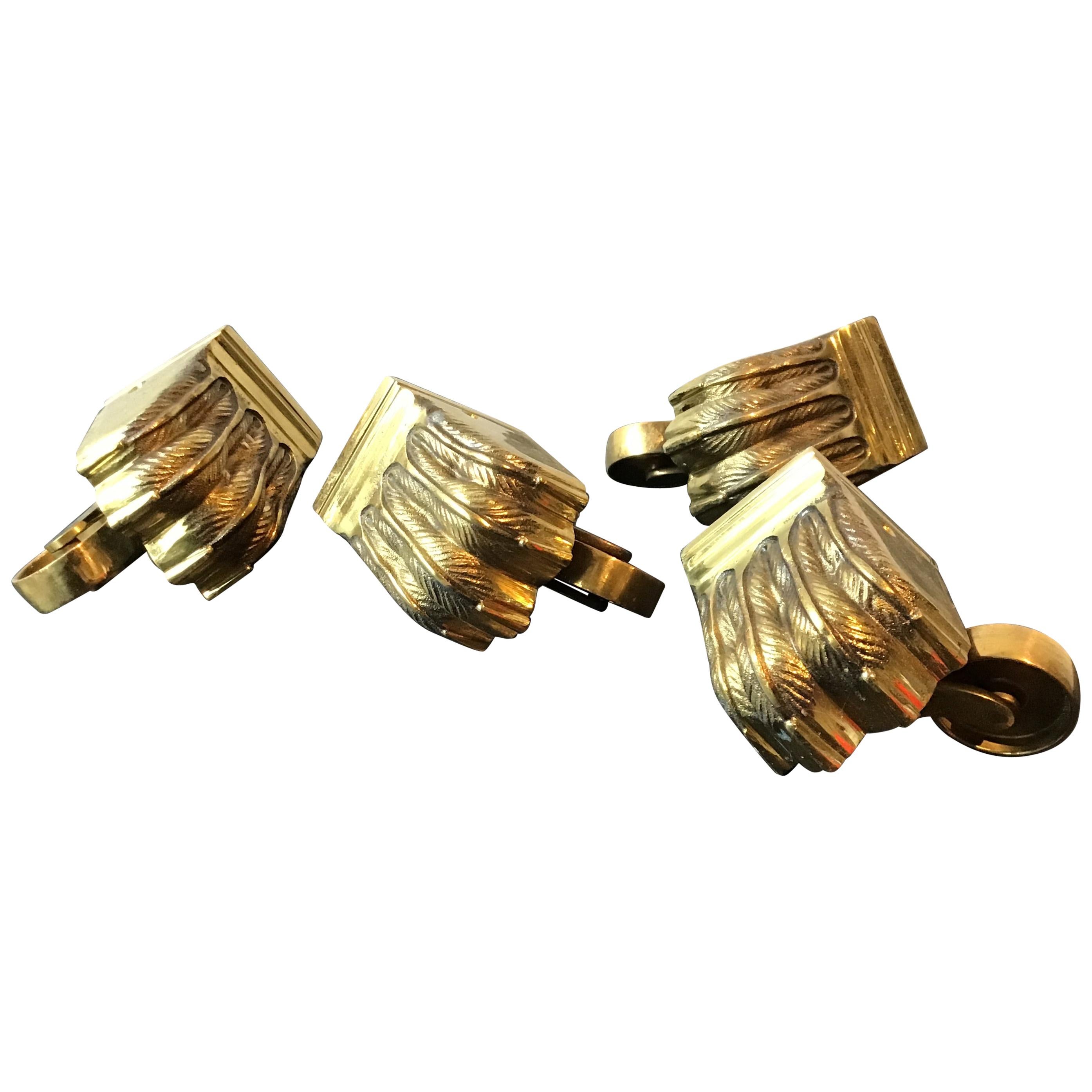 1950s Solid Brass Lion Paw Casters