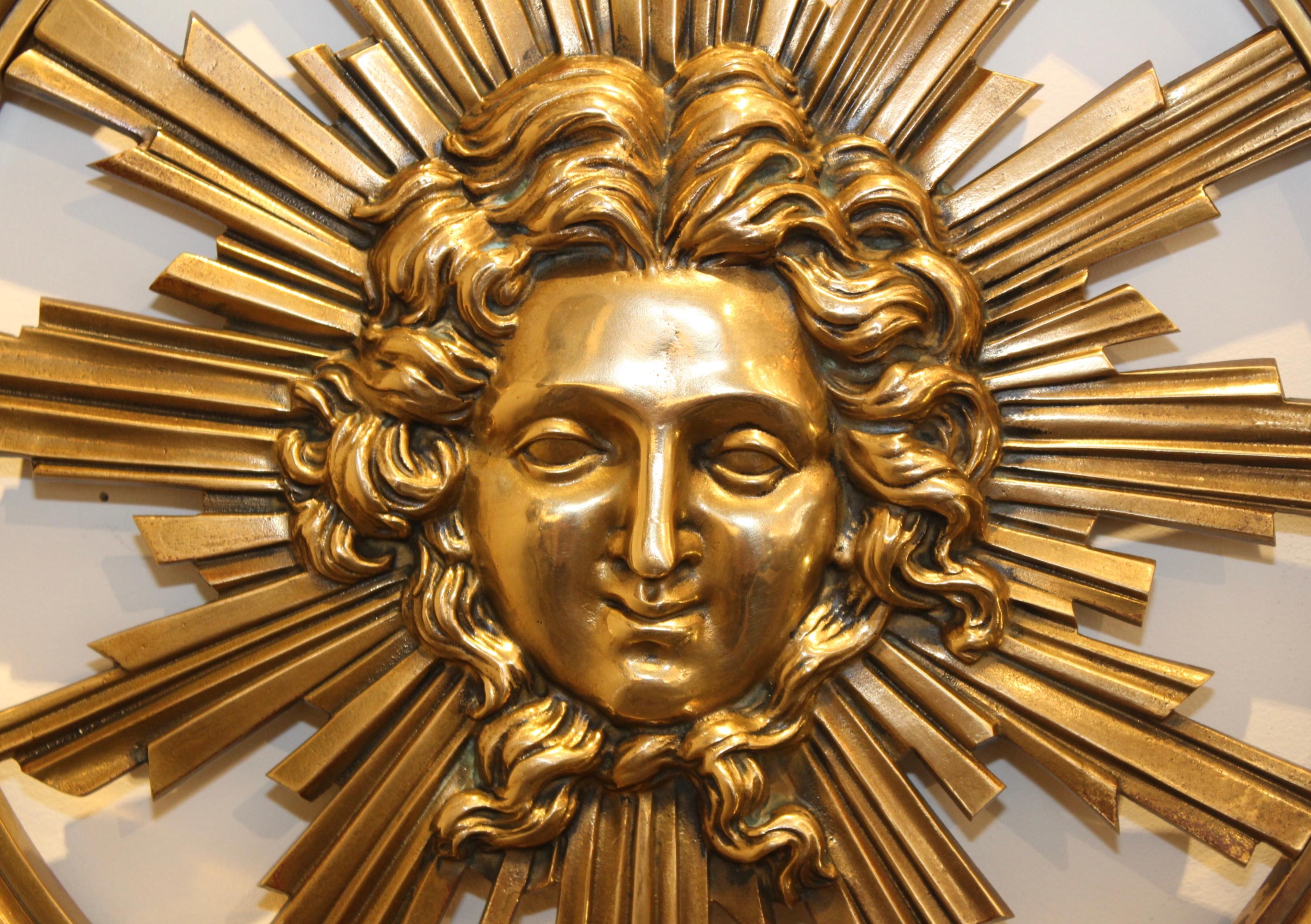 English 1950s Solid Brass Medusa's Wall Sculptures