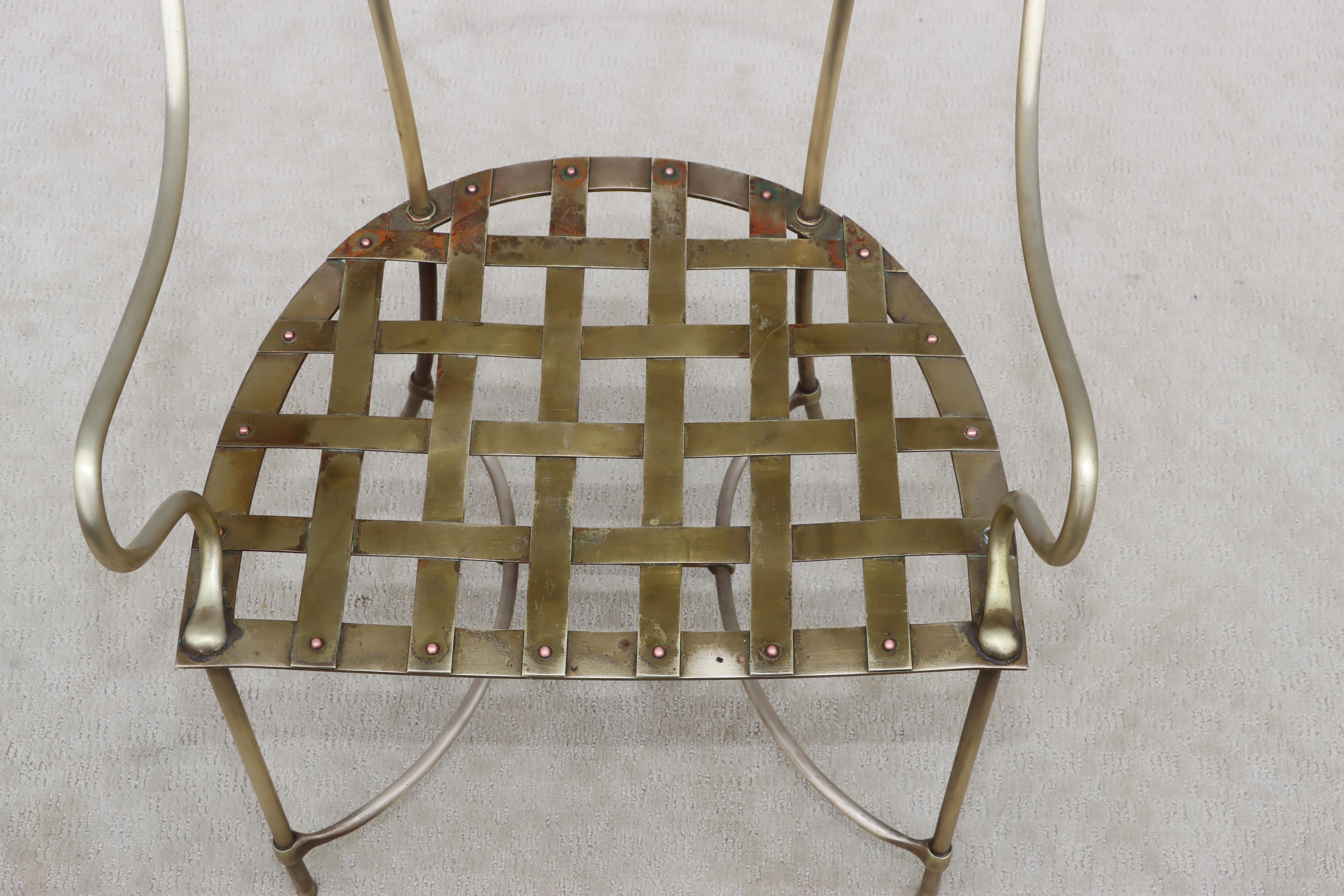 1950's Solid Brass Modern Italian Armchair For Sale 7