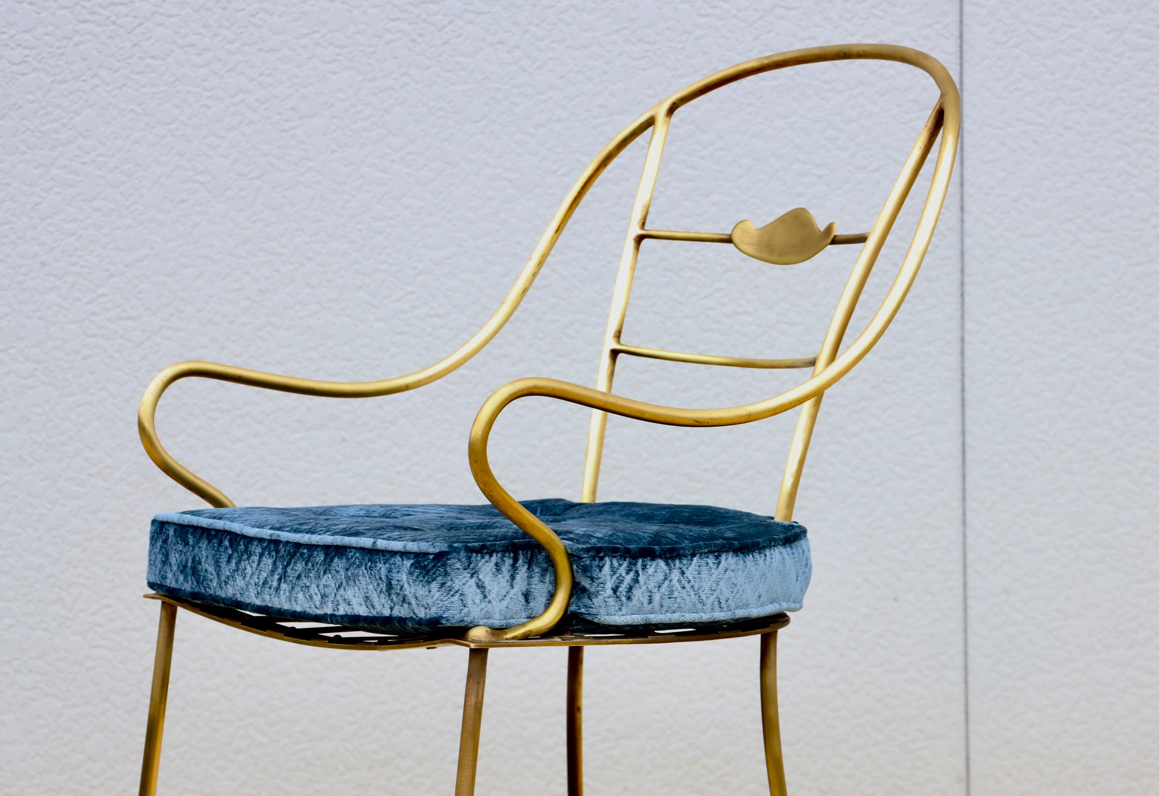 Mid-Century Modern 1950's Solid Brass Modern Italian Armchair For Sale