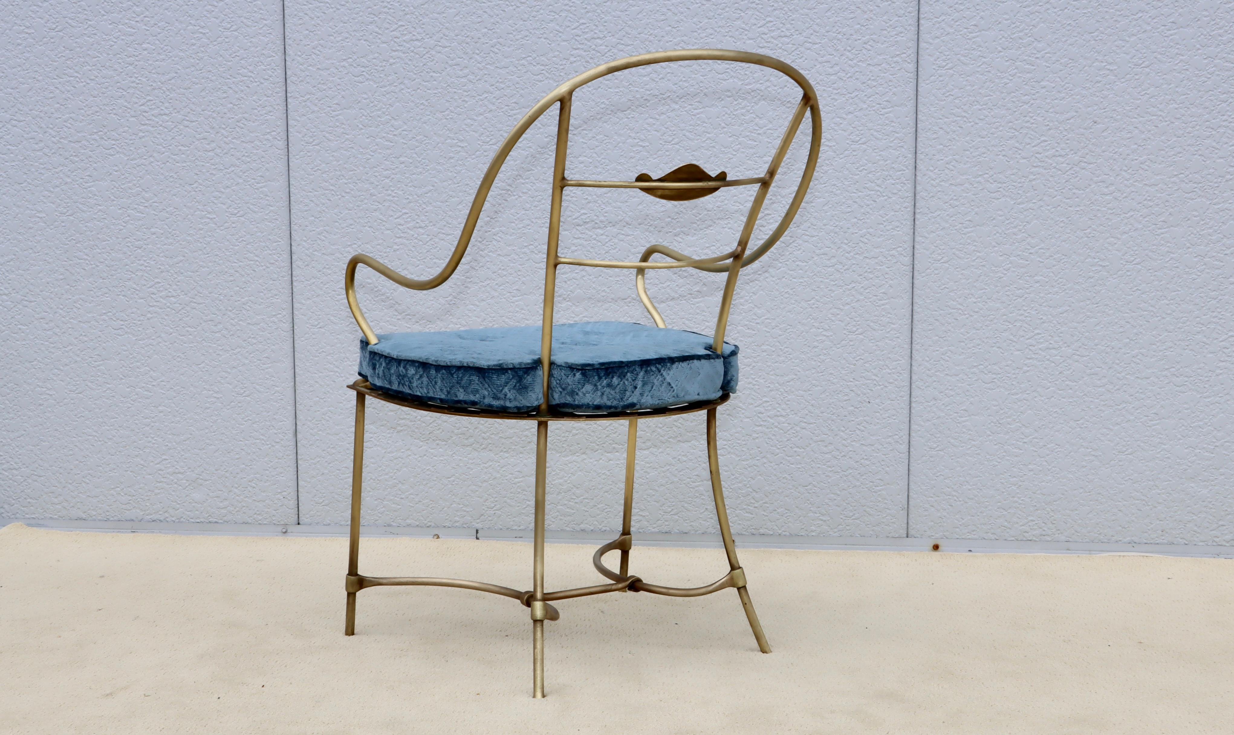 1950's Solid Brass Modern Italian Armchair In Good Condition For Sale In New York, NY