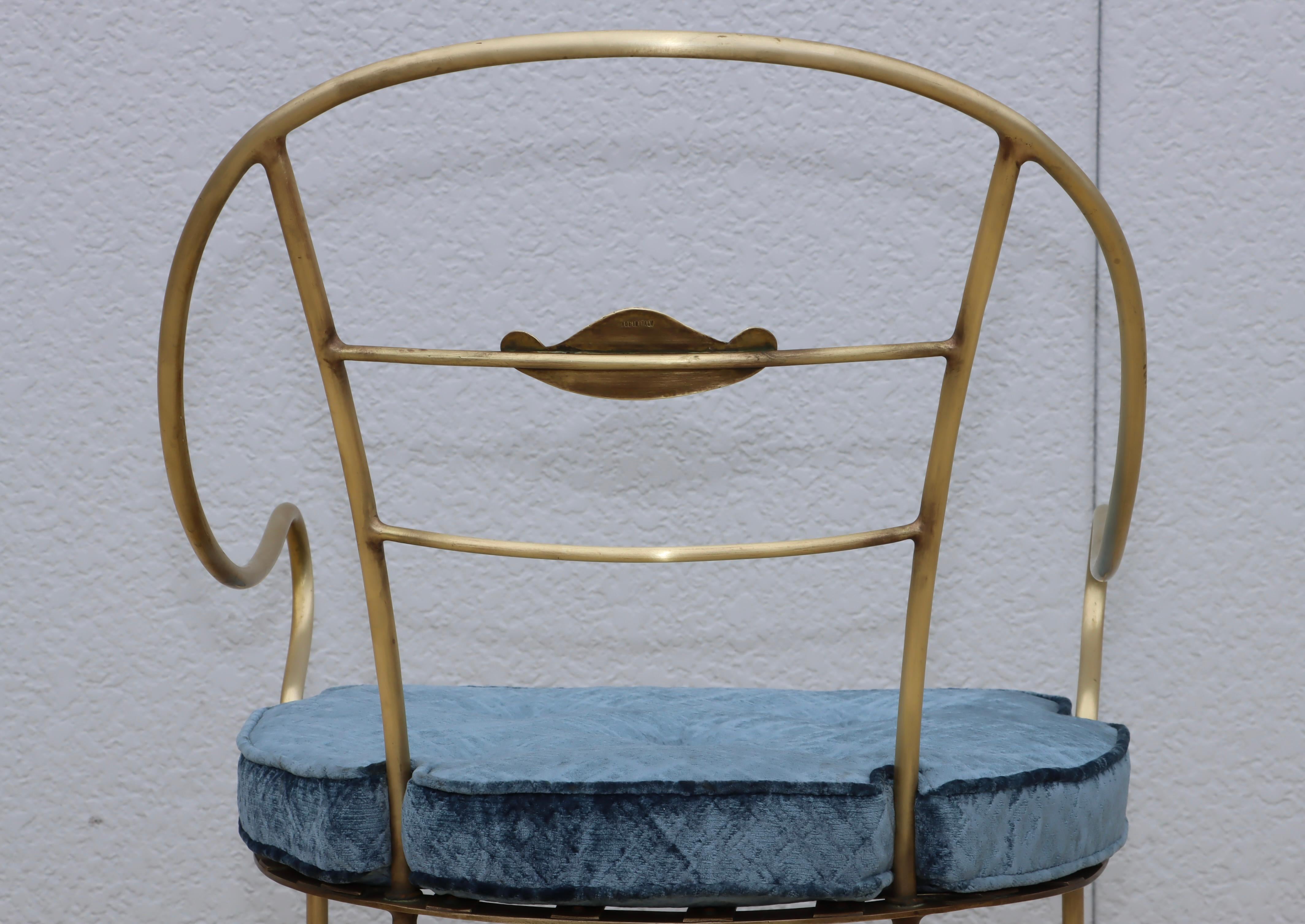 Mid-20th Century 1950's Solid Brass Modern Italian Armchair For Sale