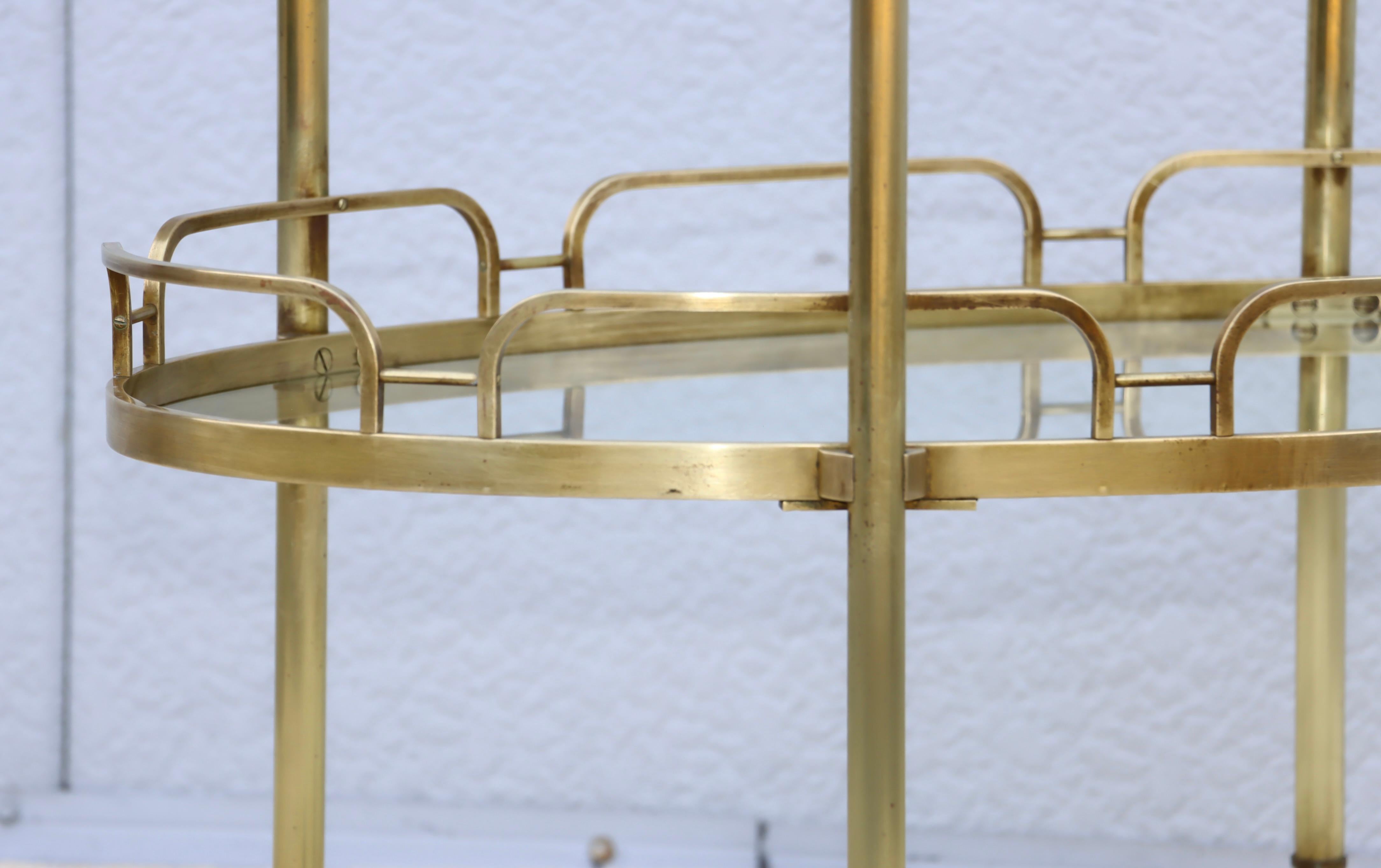 1950's Solid Brass Oval Bar Cart By Maxwell Phillips For Sale 12