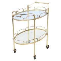 1950's massivem Messing Oval Bar Cart von Maxwell Phillips