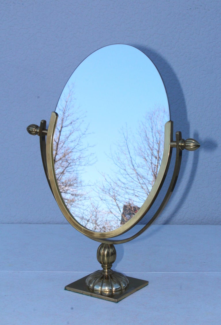 1950s Solid Brass Vanity Mirror at 1stDibs