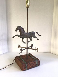1950s Solid Copper Weather Vane Table Lamp