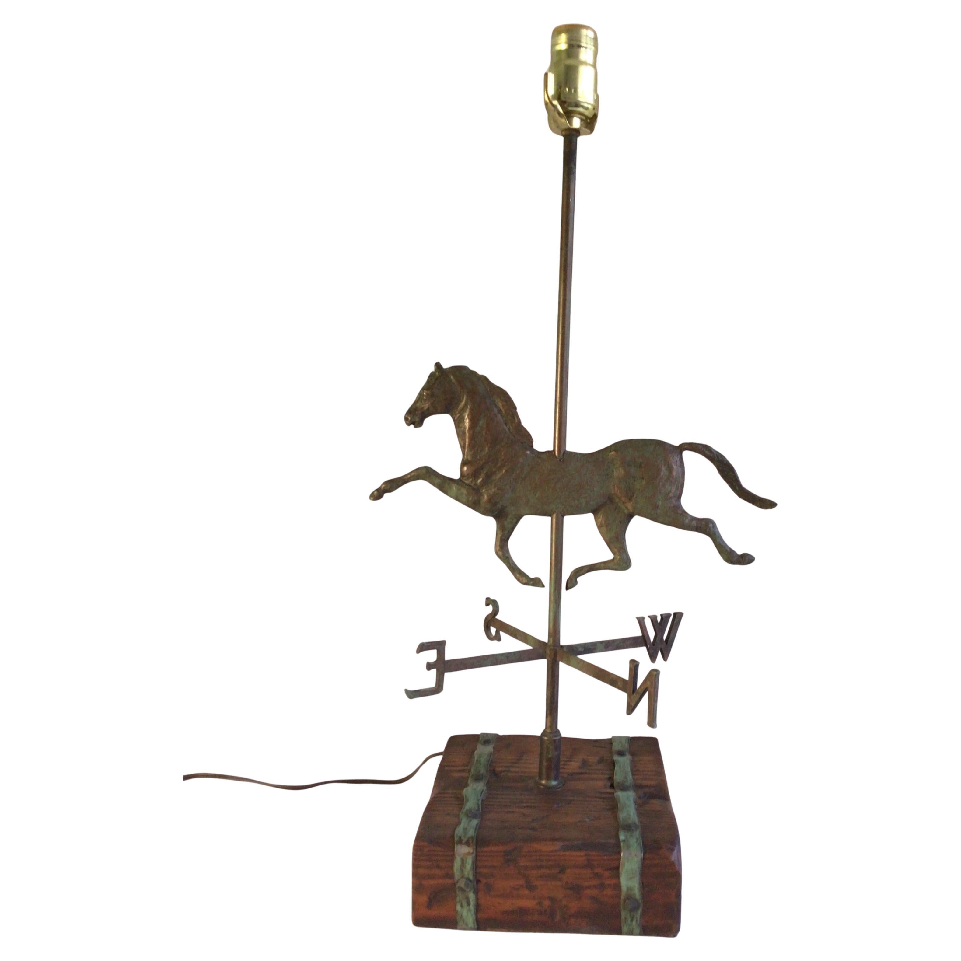 1950s Solid Copper Weather Vane Table Lamp For Sale