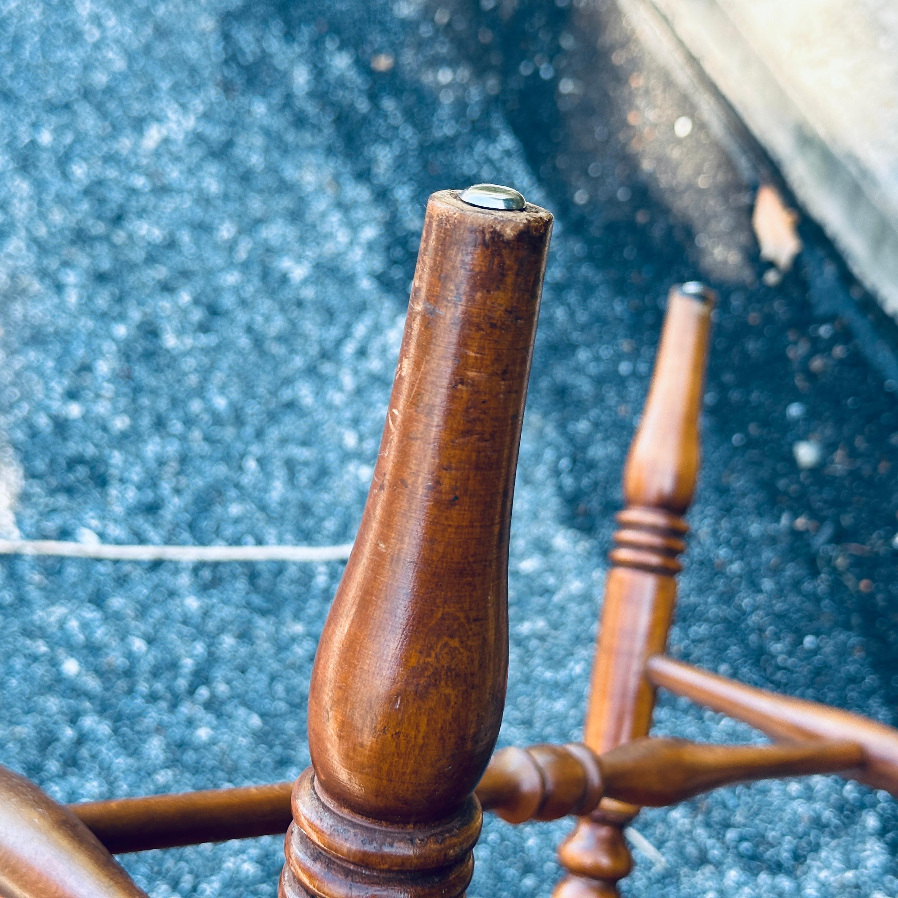 1950's Solid Maple Windsor Bench or Low Stool With Turned Legs & Shaped Seat For Sale 2